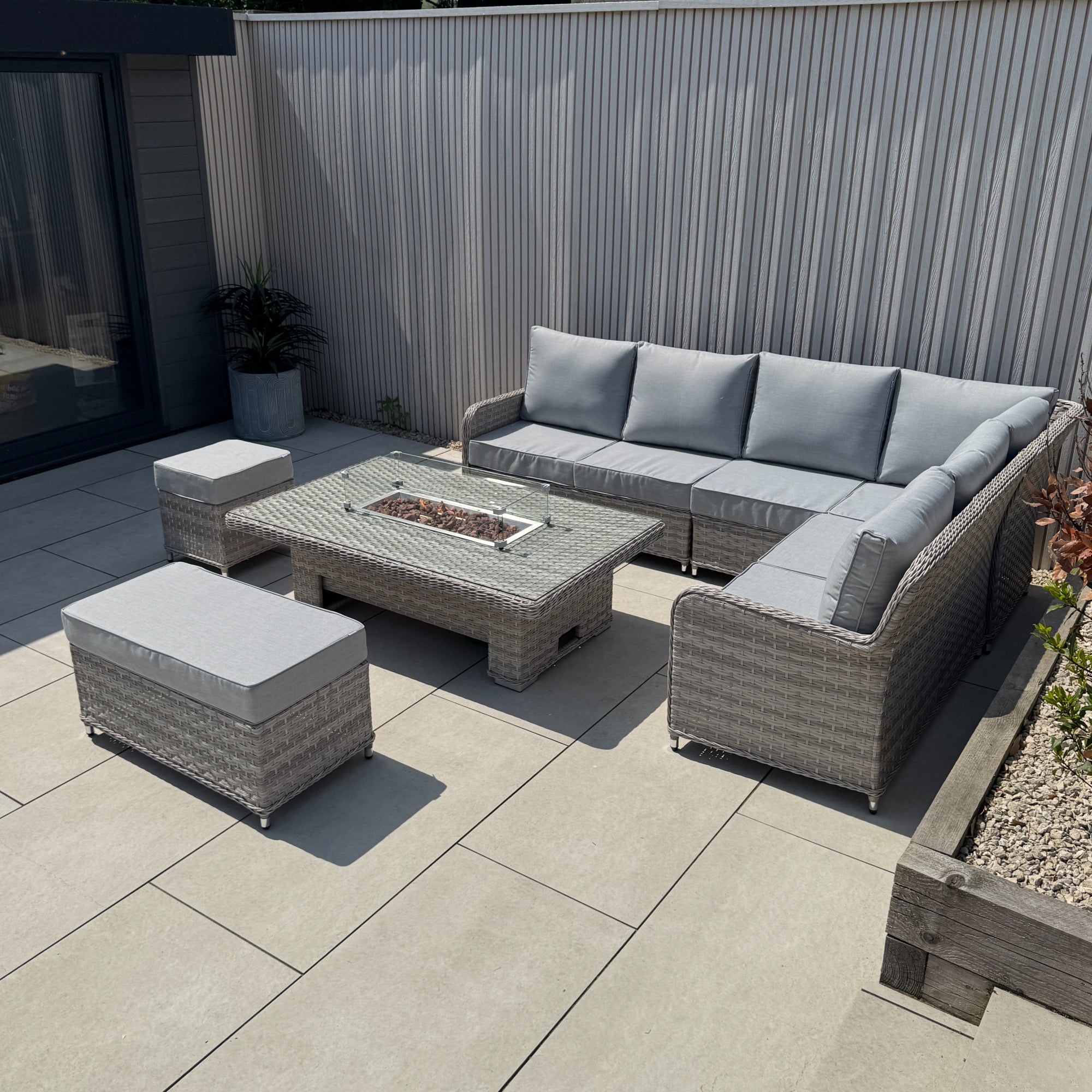 Palermo Large Right-Hand Corner Sofa Set with Rising Fire Pit Table - AMC Furniture