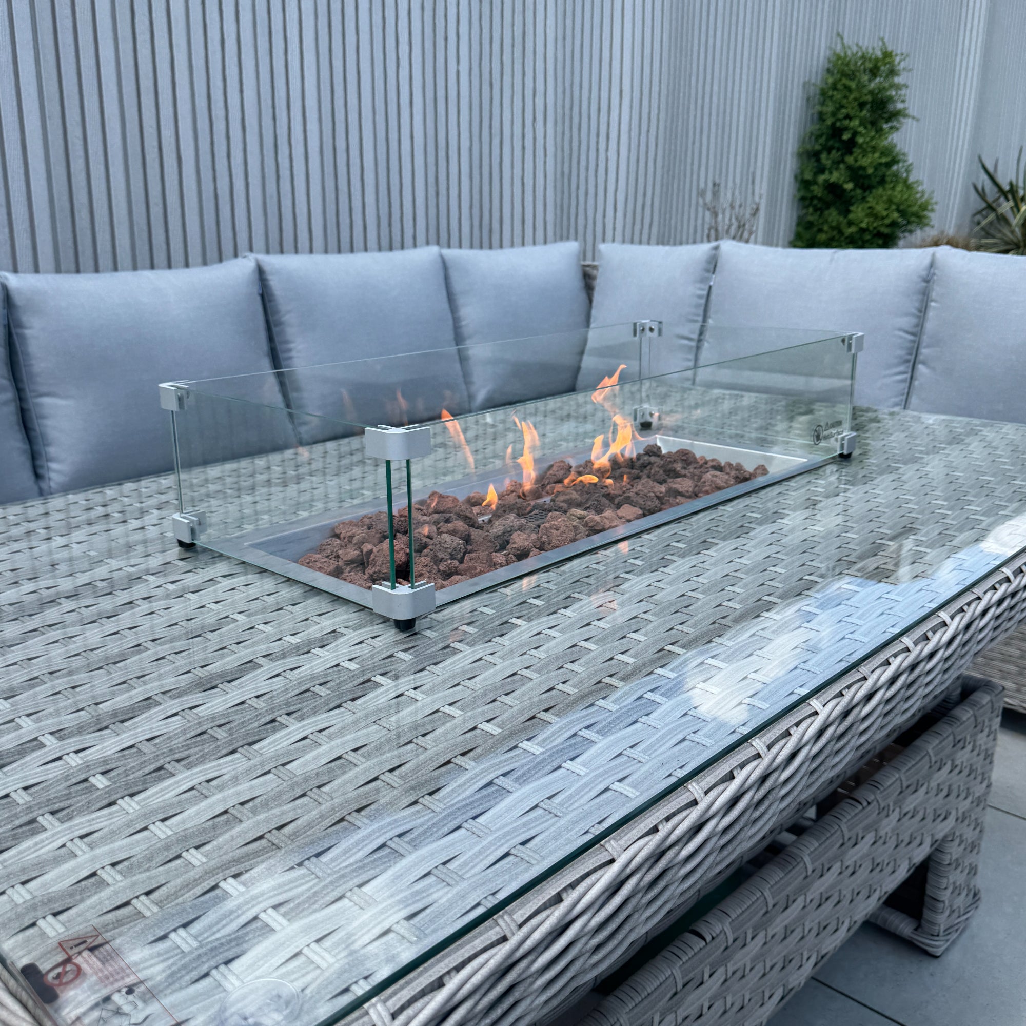 Palermo Large Right-Hand Corner Sofa Set with Rising Fire Pit Table - AMC Furniture