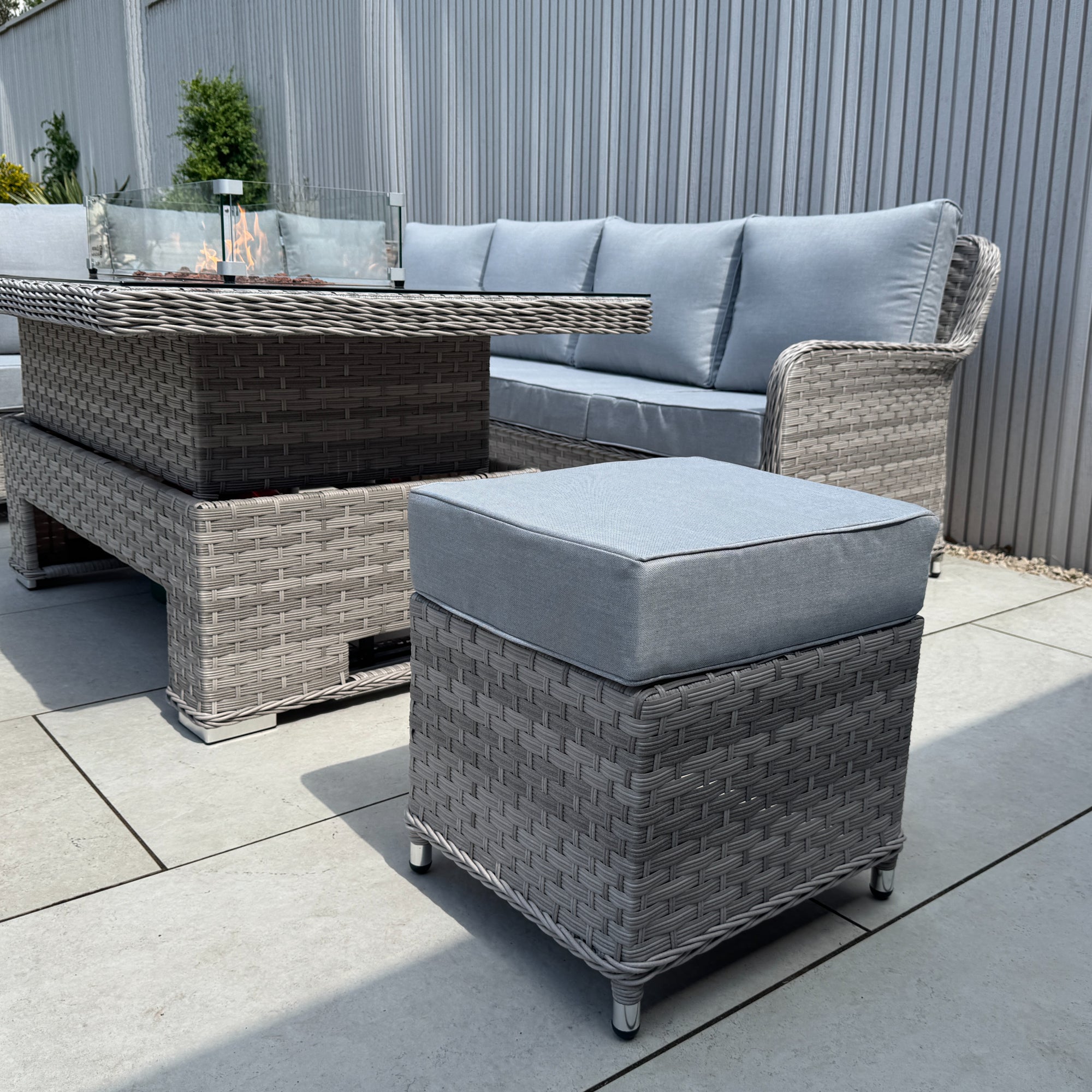 Palermo Large Left-Hand Corner Sofa Set with Rising Fire Pit Table - AMC Furniture