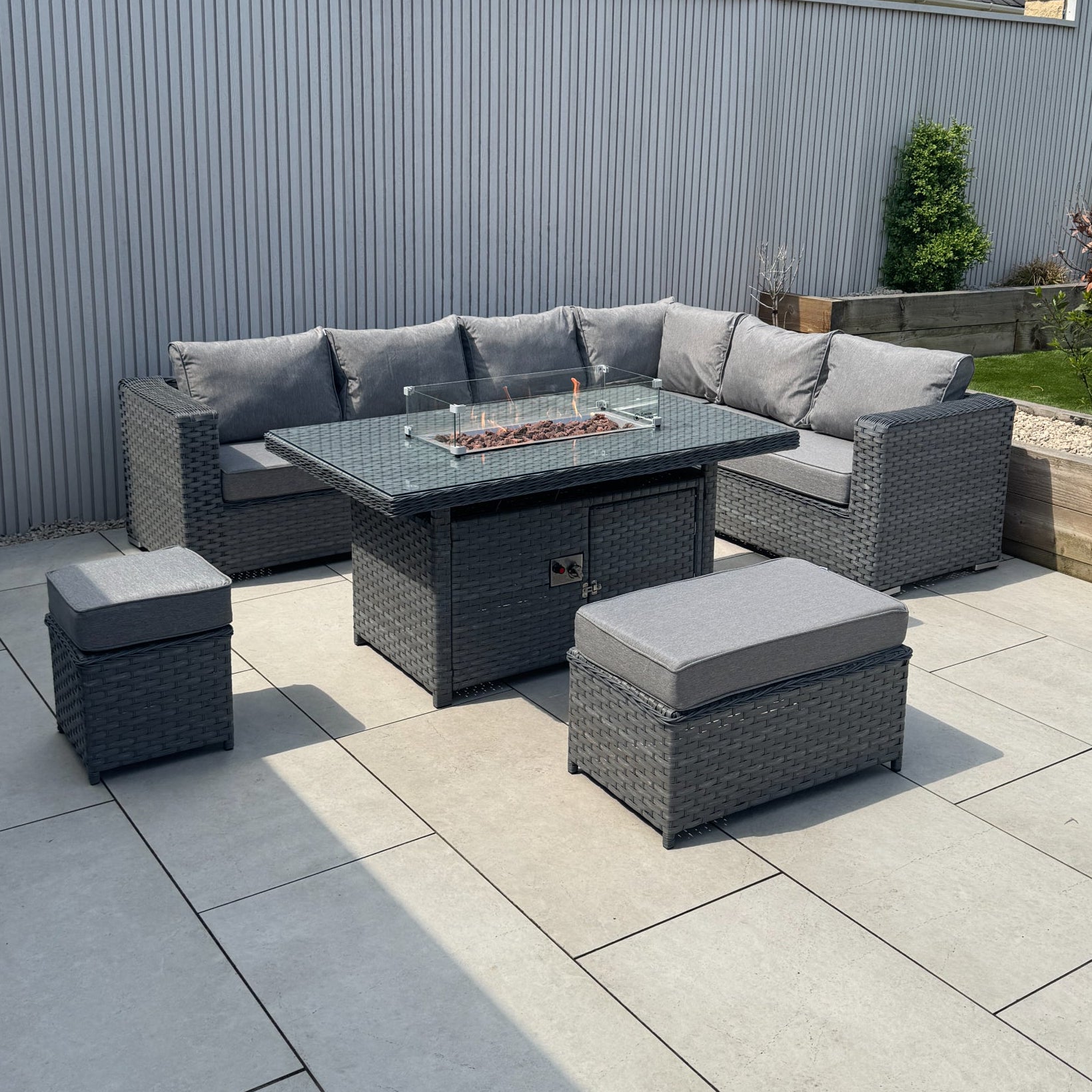 Capri Modular Corner Dining Set with Firepit Table - AMC Furniture