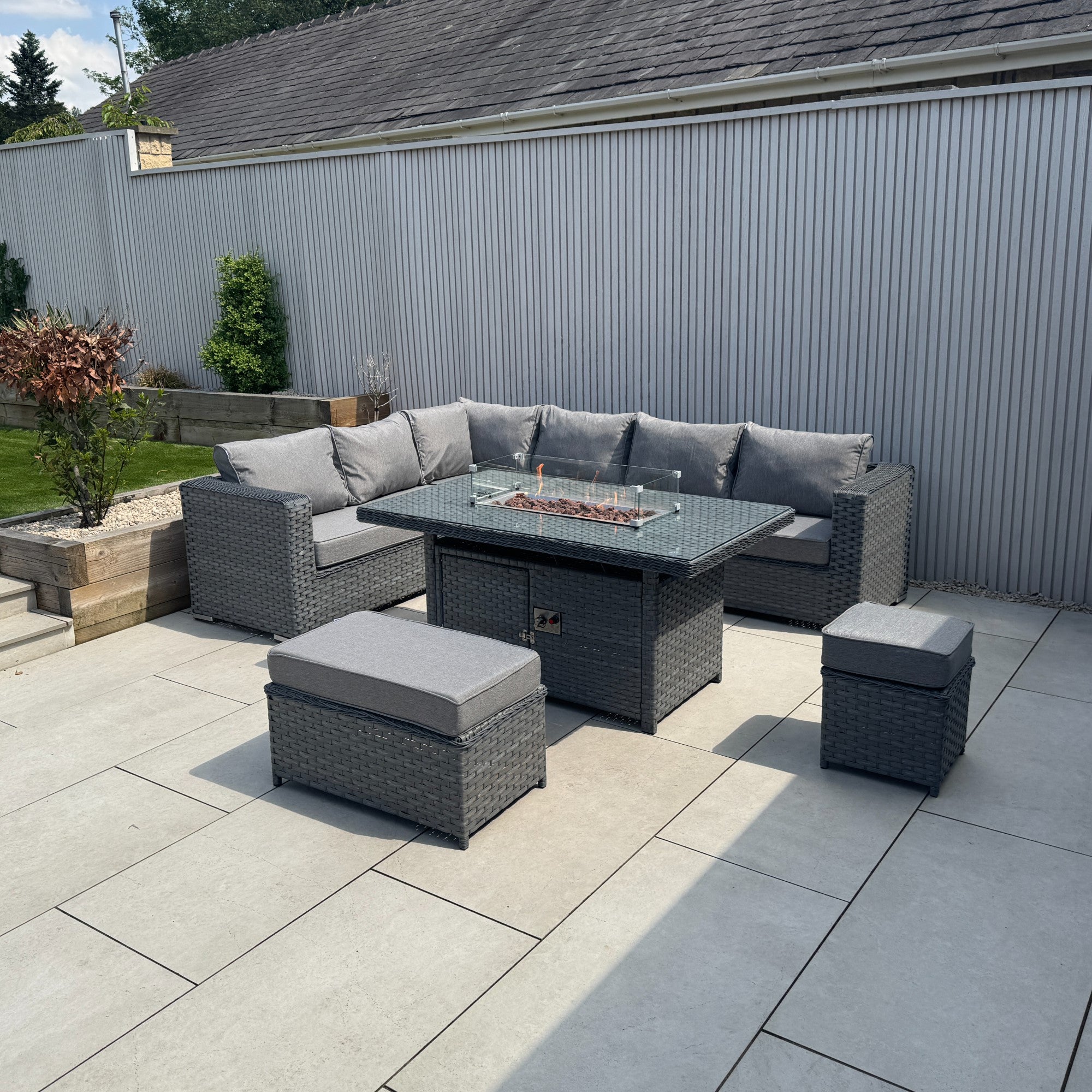 Capri Modular Corner Dining Set with Firepit Table - AMC Furniture