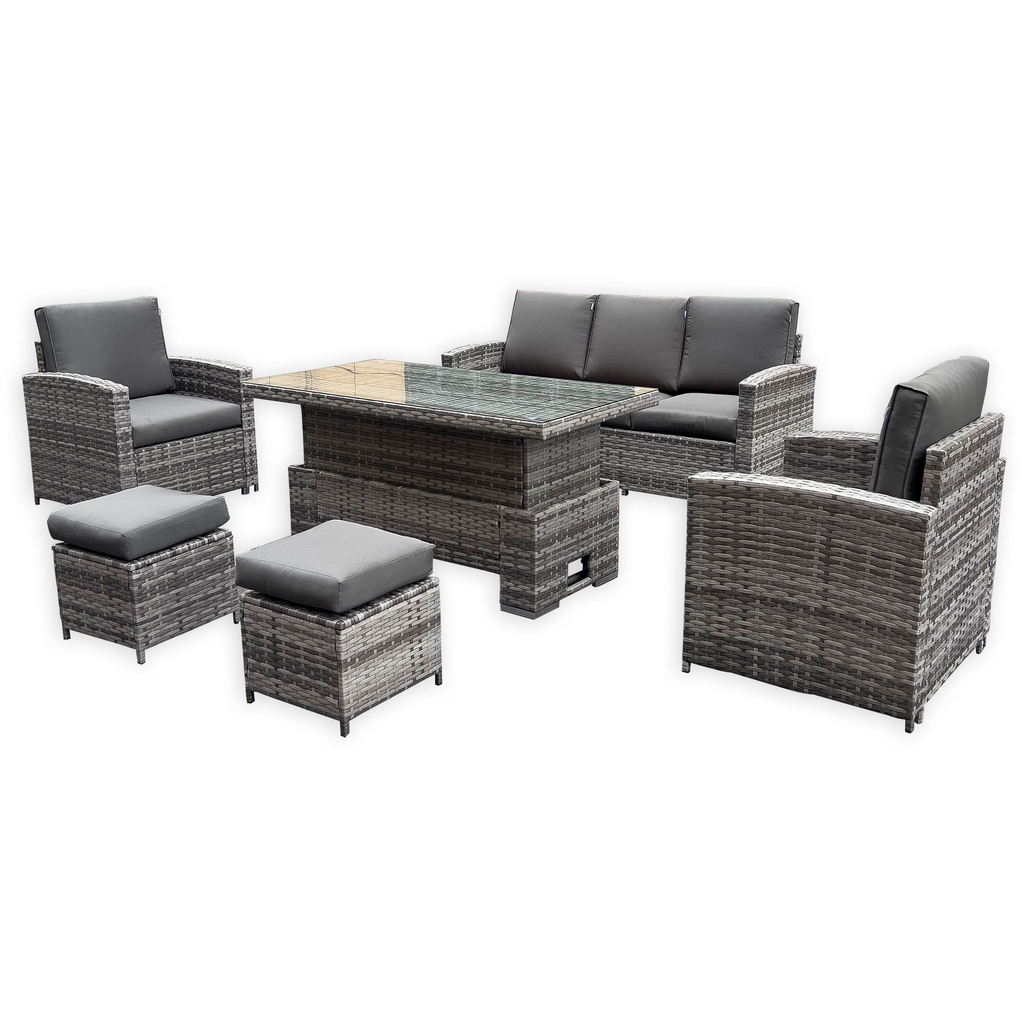 Rhodes Sofa Dining Set with Rising Table in Grey - AMC Furniture