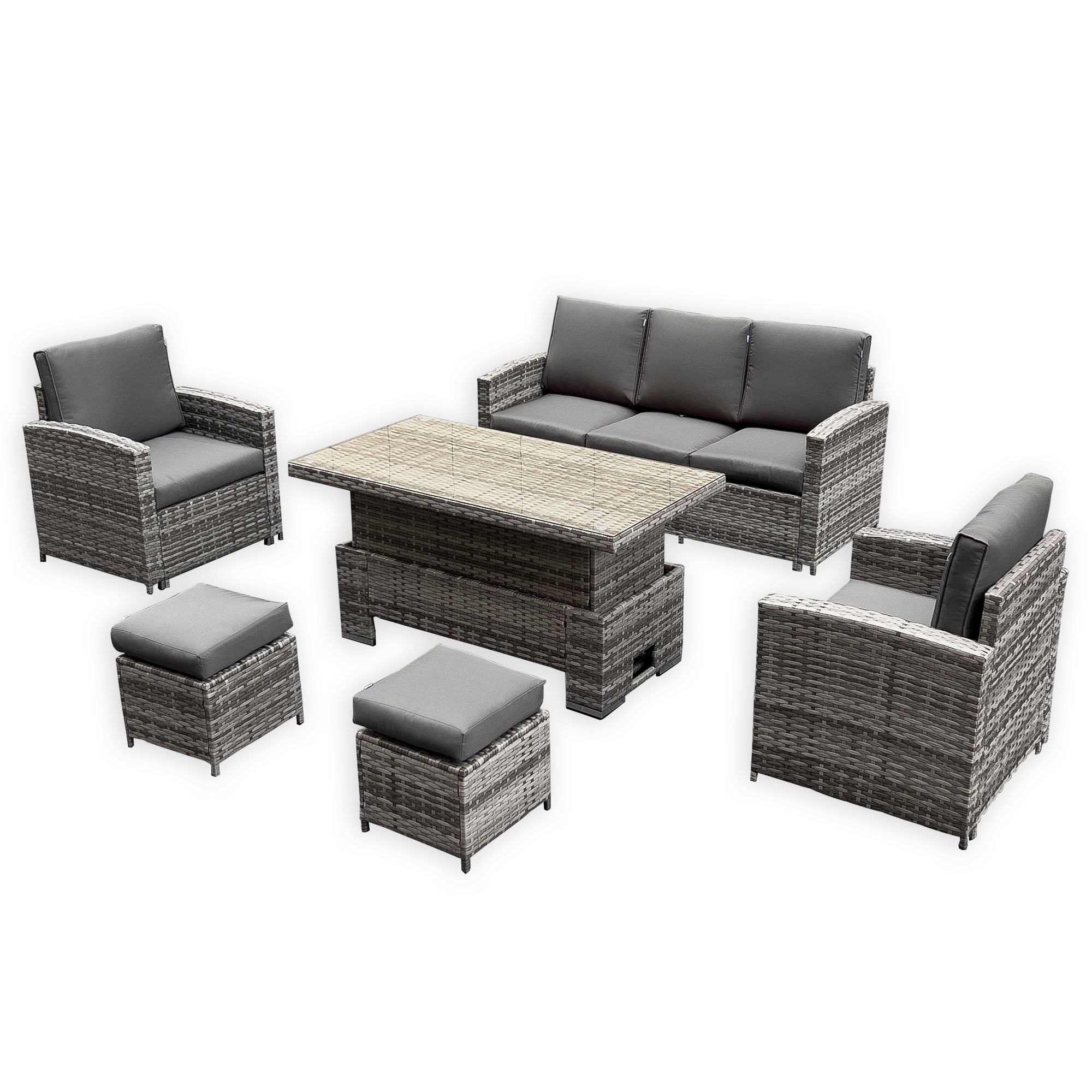 Rhodes Sofa Dining Set with Rising Table in Grey - AMC Furniture