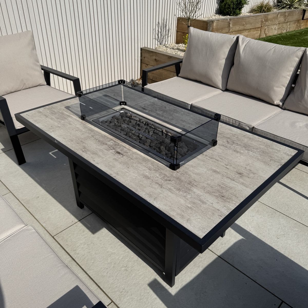Sienna Firepit Sofa Dining Set in Beige (14930005492090)