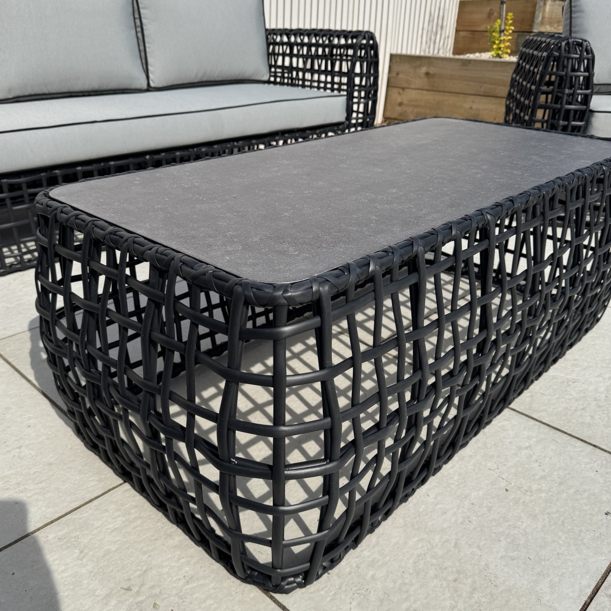 Indi 4 Piece Rattan Garden Furniture Sofa Set - Black (14930007458170)