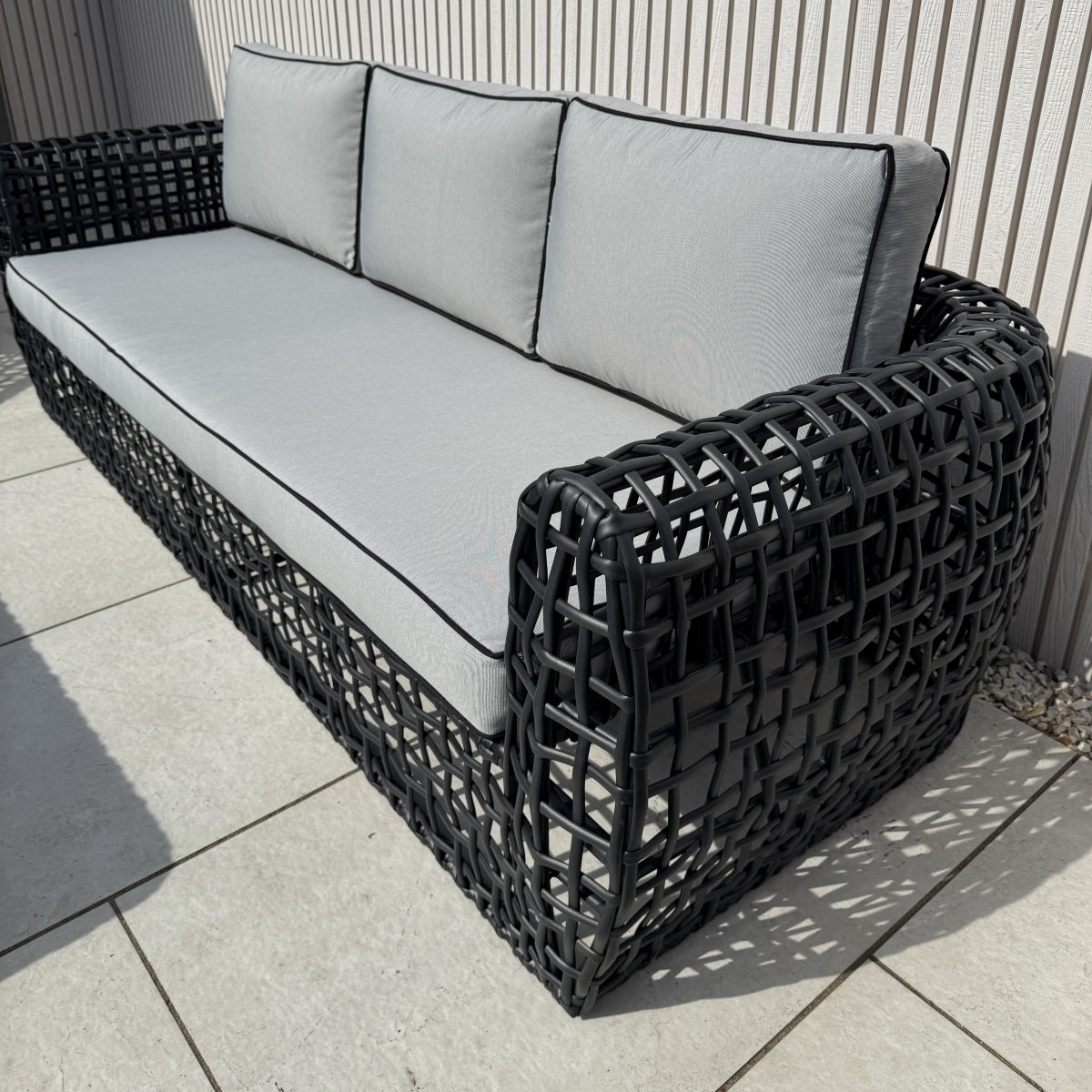 Indi 4 Piece Rattan Garden Furniture Sofa Set - Black (14930007458170)