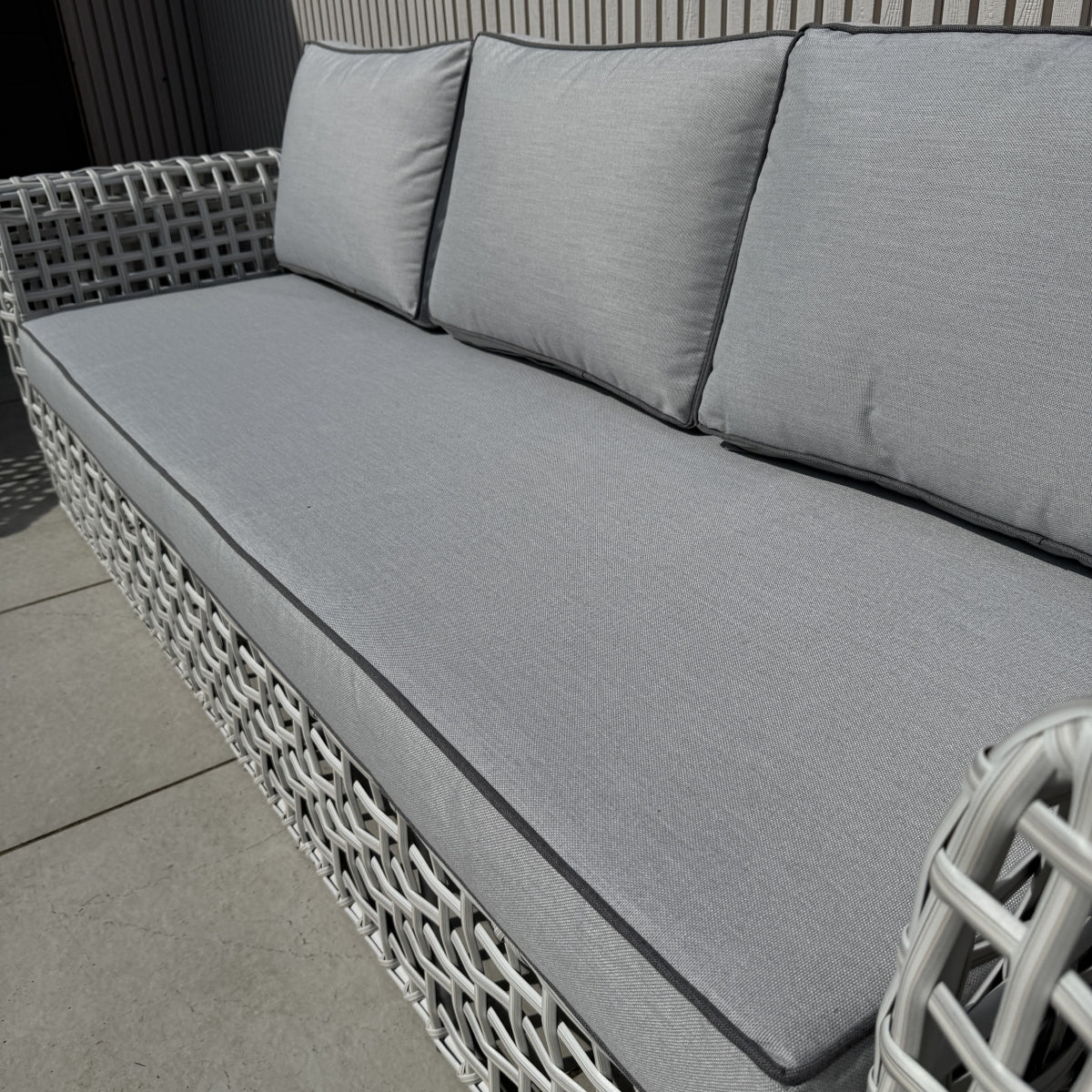 Indi 4 Piece Rattan Garden Furniture Sofa Set - Grey/Beige (14930026987898)