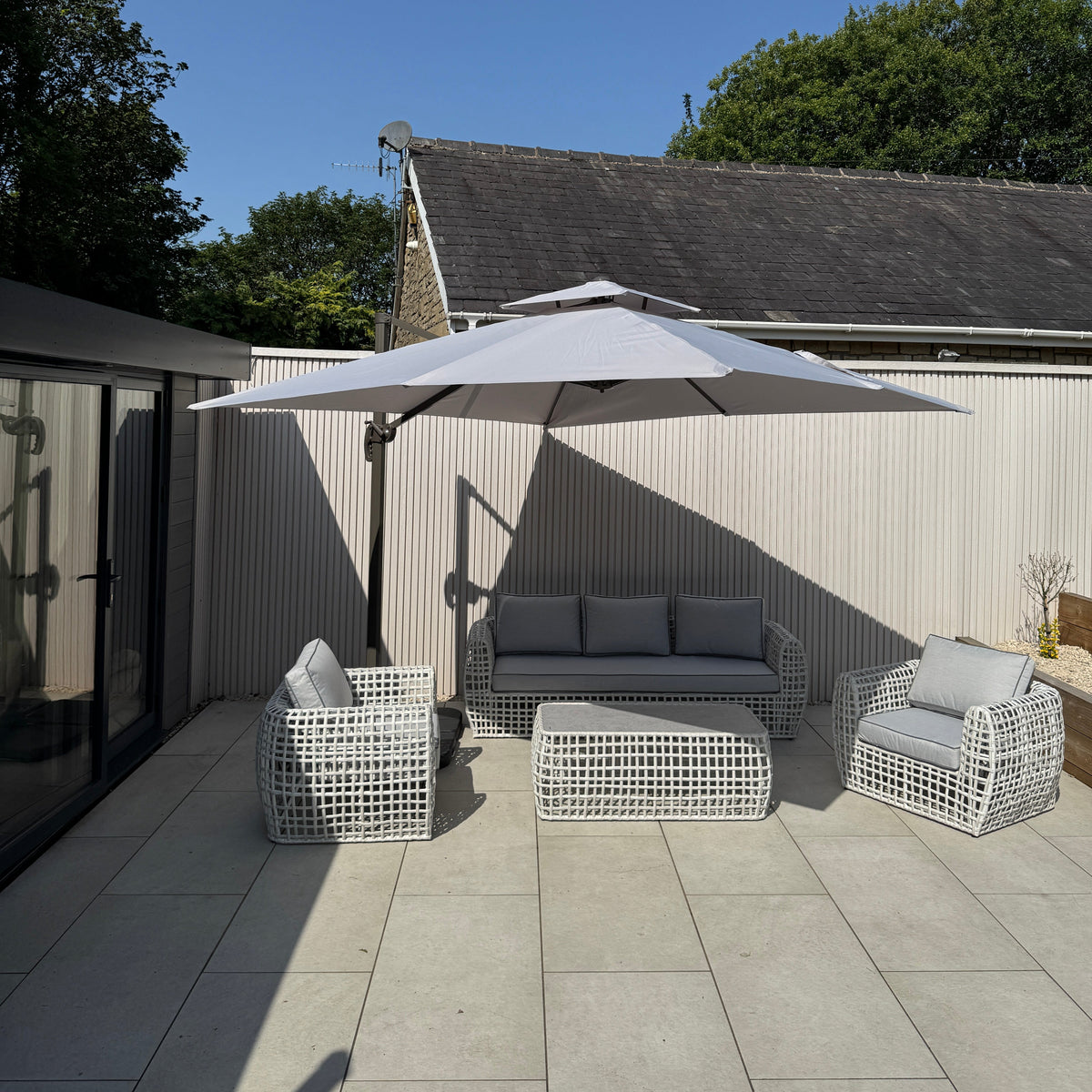 3m Rotating Cantilever Parasol in Medium Grey (Base Included) B Womack