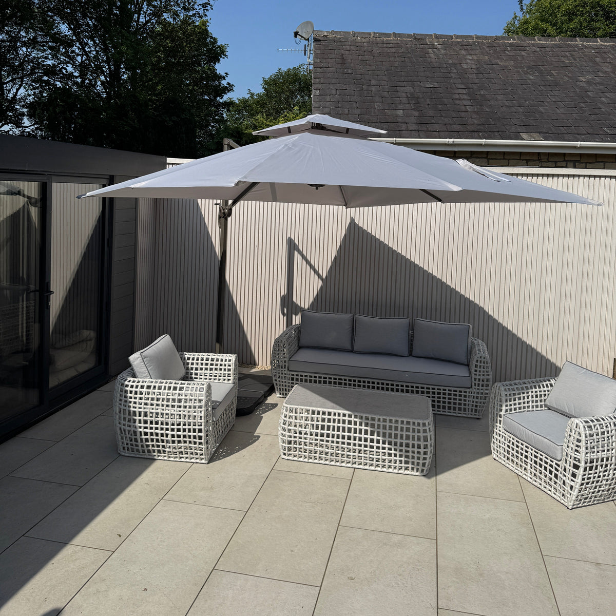 3m Rotating Cantilever Parasol in Medium Grey (Base Included) B Womack