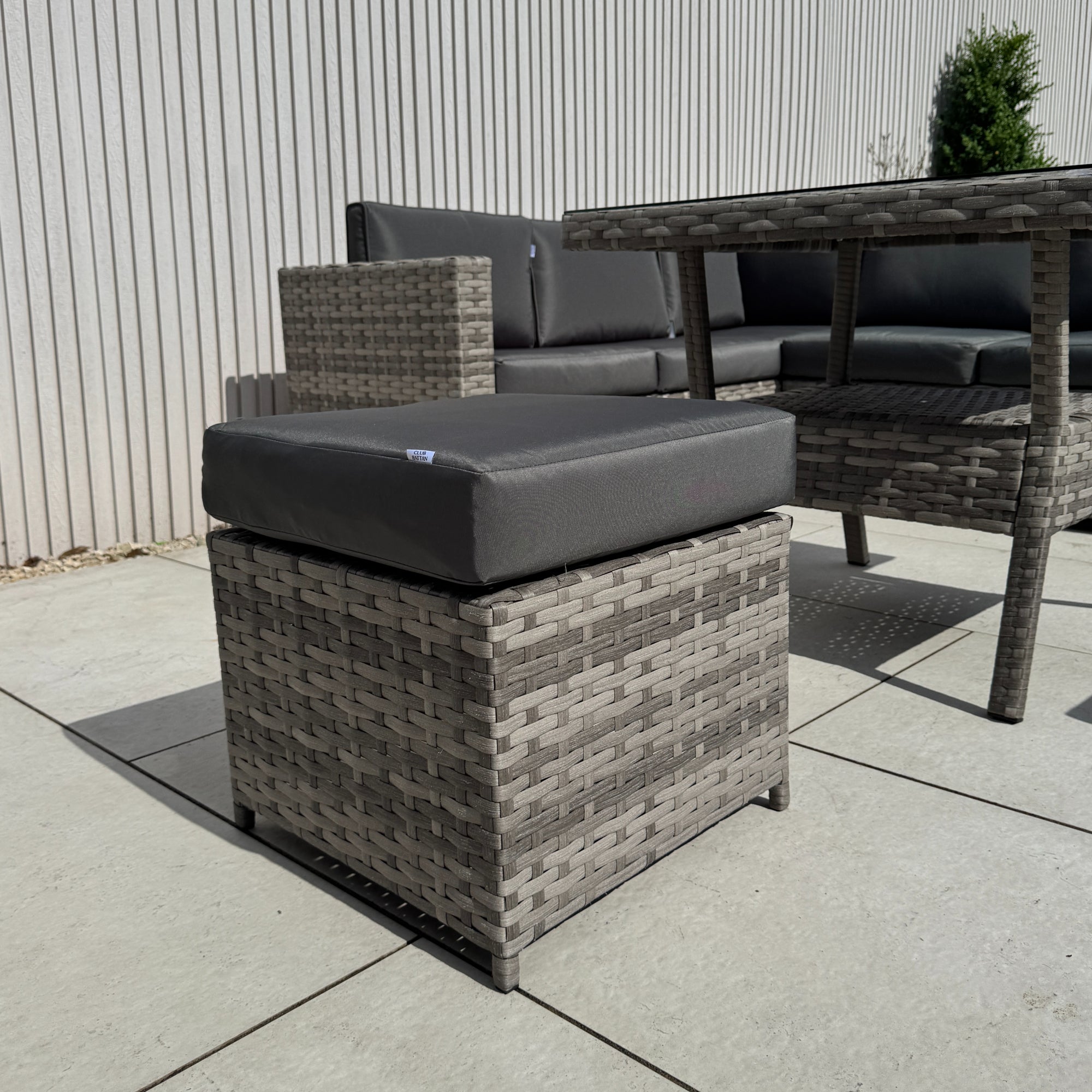 Genoa Corner Sofa Dining Set with 2 Stools in Grey - AMC Furniture