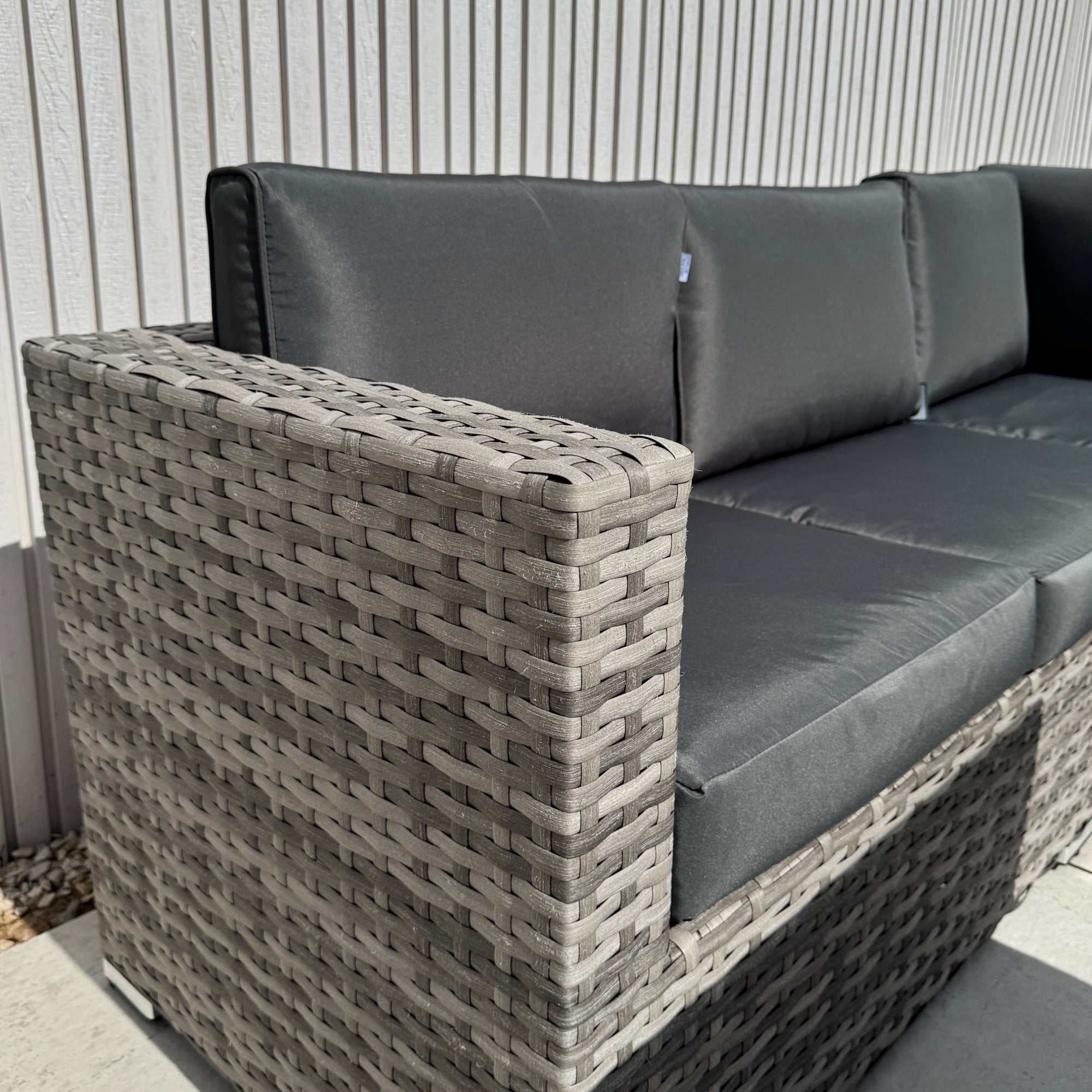 Genoa Corner Sofa Dining Set with 2 Stools in Grey - AMC Furniture