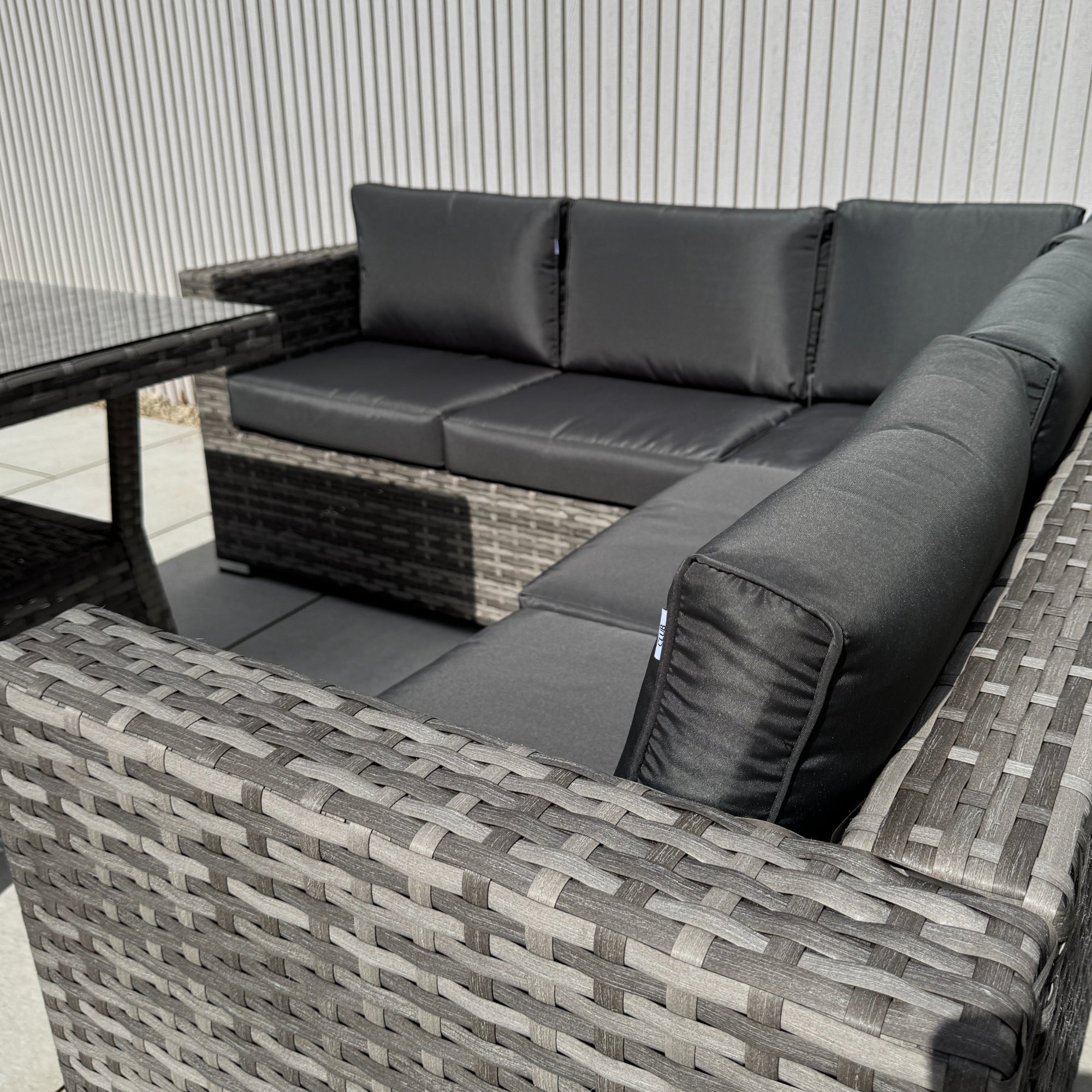 Genoa Corner Sofa Dining Set with 2 Stools in Grey - AMC Furniture