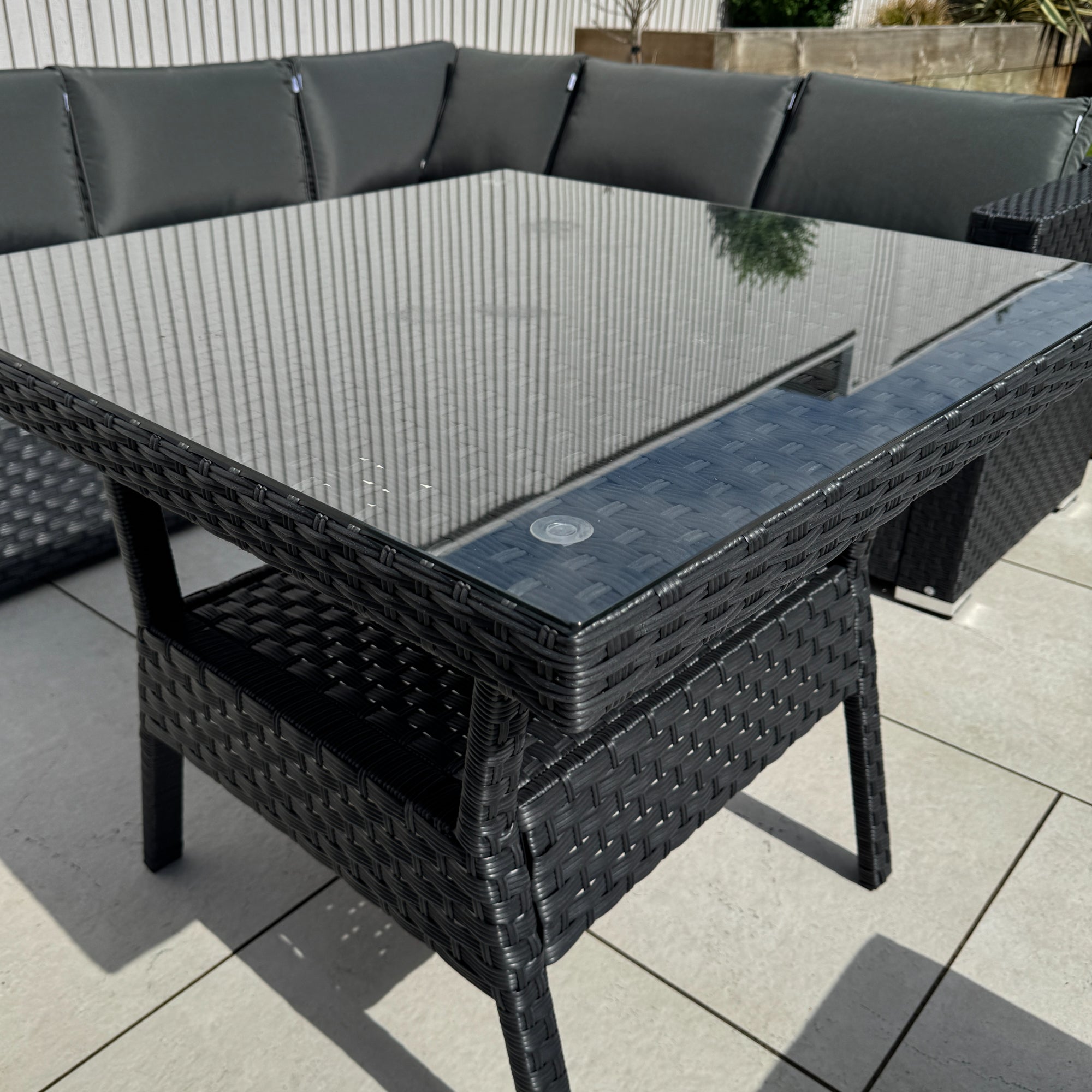 Genoa Corner Sofa Dining Set with 2 Stools in Black - AMC Furniture