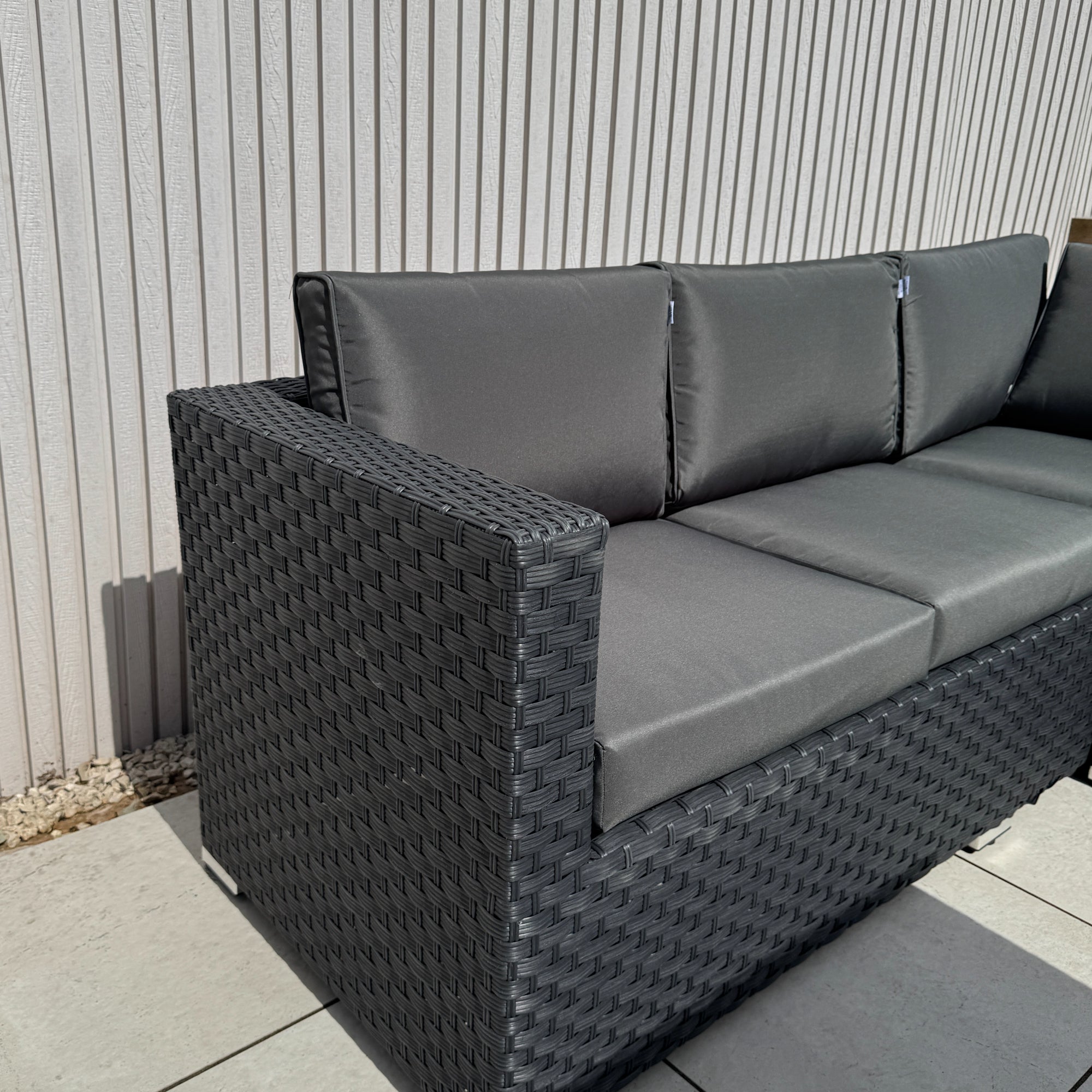 Genoa Corner Sofa Dining Set with 2 Stools in Black - AMC Furniture