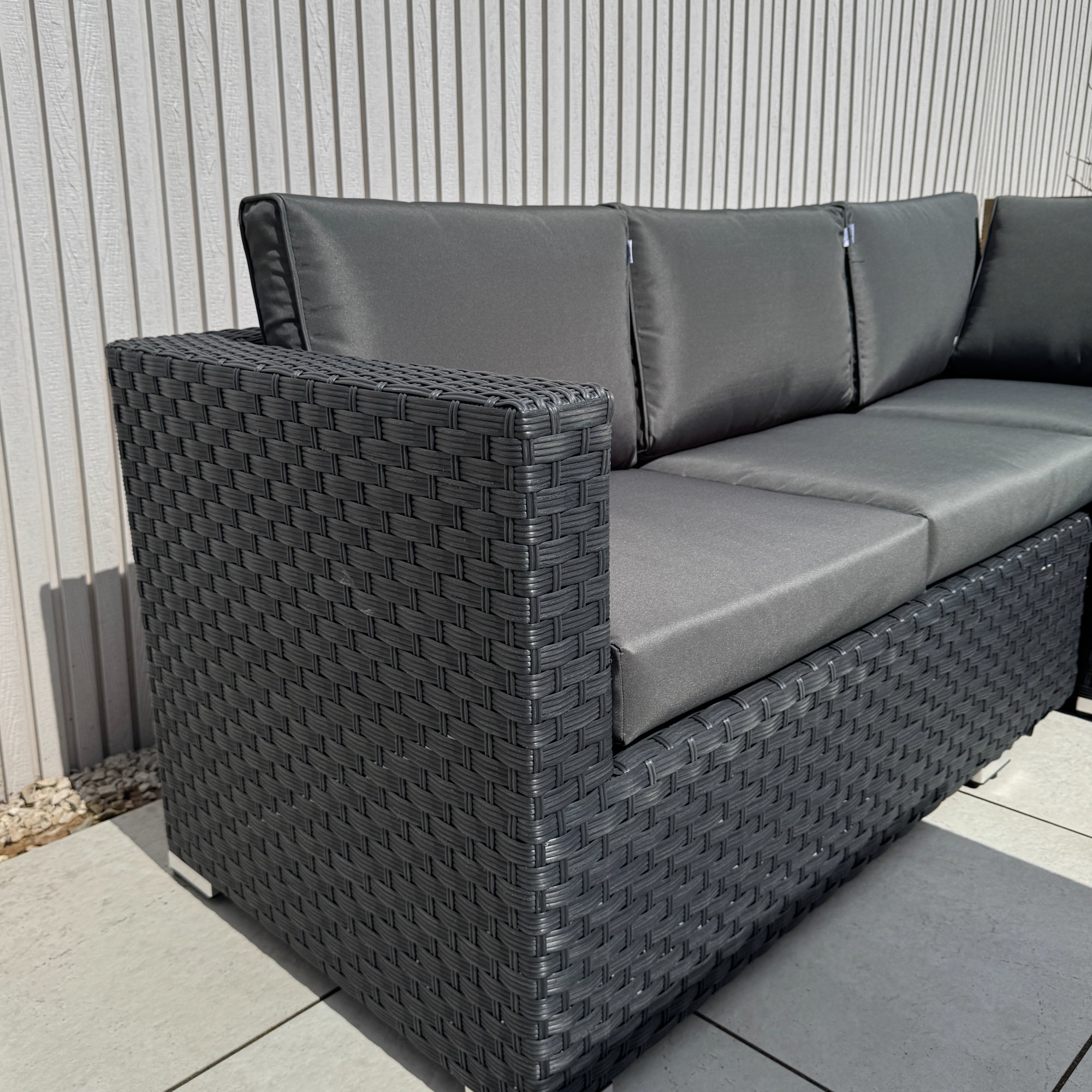 Genoa Corner Sofa Dining Set with 2 Stools in Black - AMC Furniture