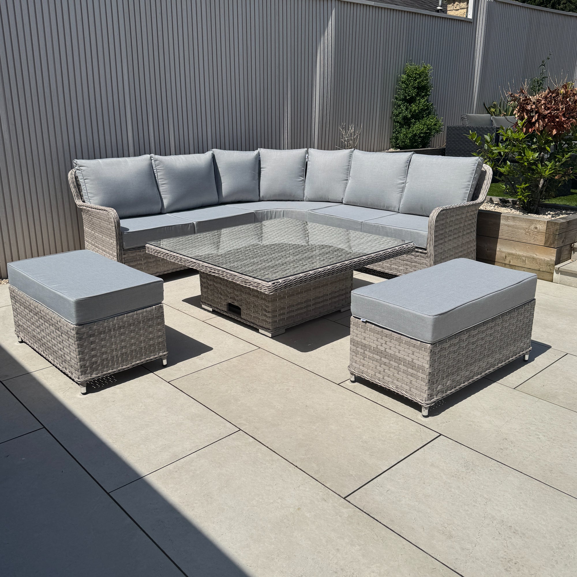 Palermo Large Equal Corner Sofa Set with Rising Table - AMC Furniture