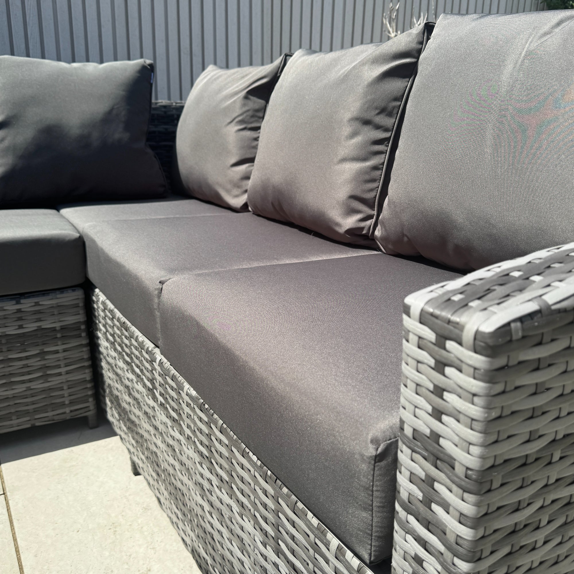 Casa Corner Sofa Set with Rising Dining Table in Mixed Weave (Right Hand) - AMC Furniture