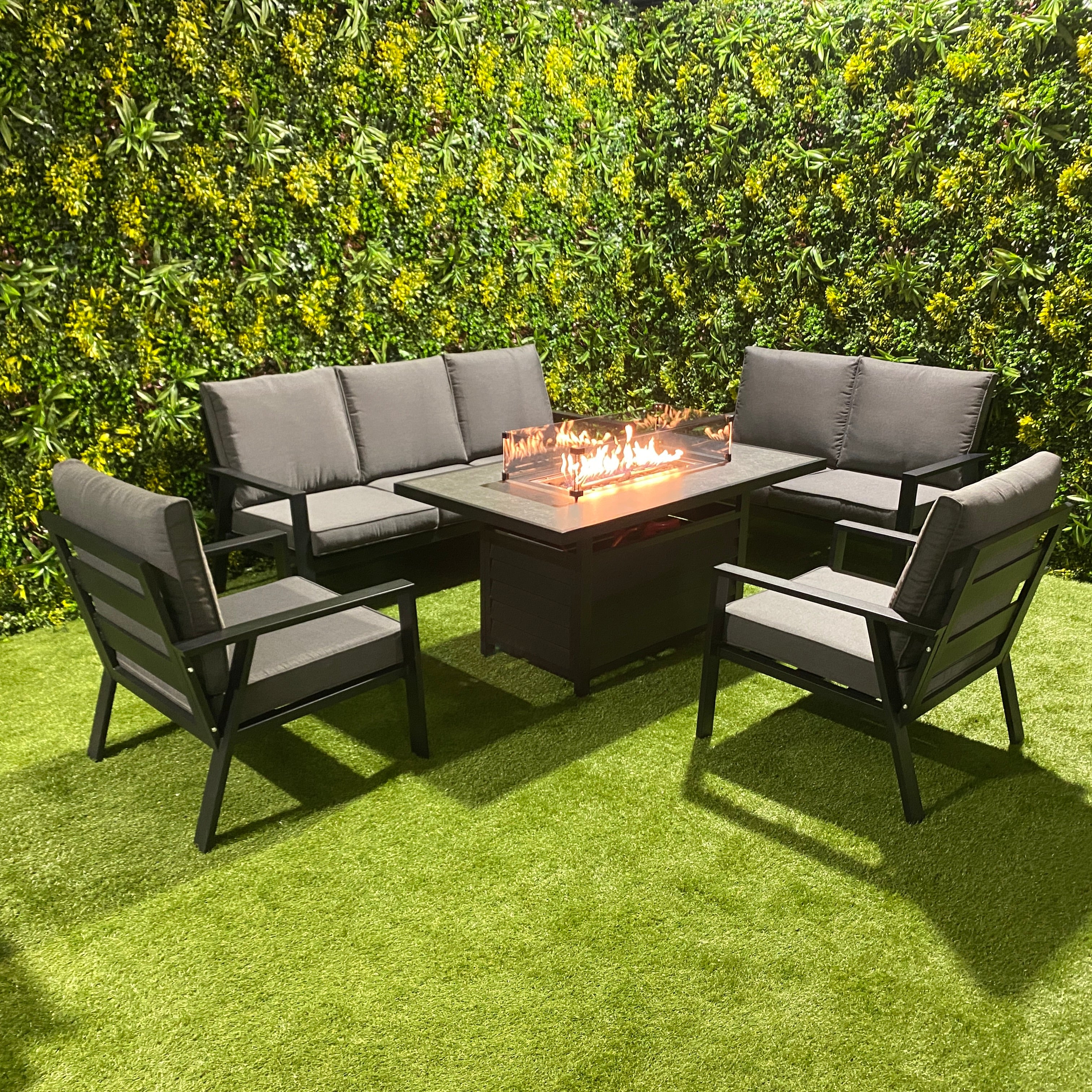 Sienna Firepit Sofa Dining Set in Grey (14930005590394)