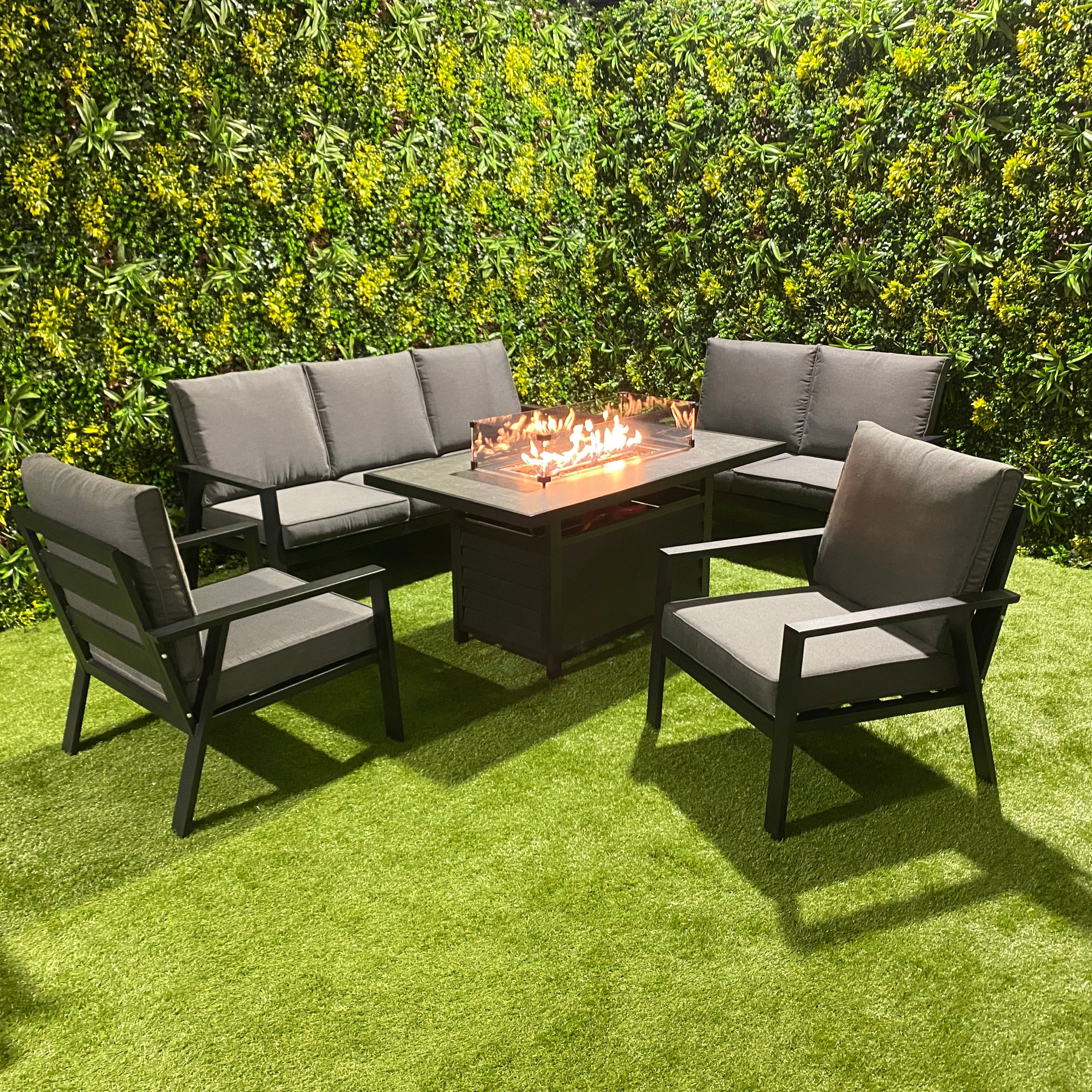 Sienna Firepit Sofa Dining Set in Grey (14930005590394)