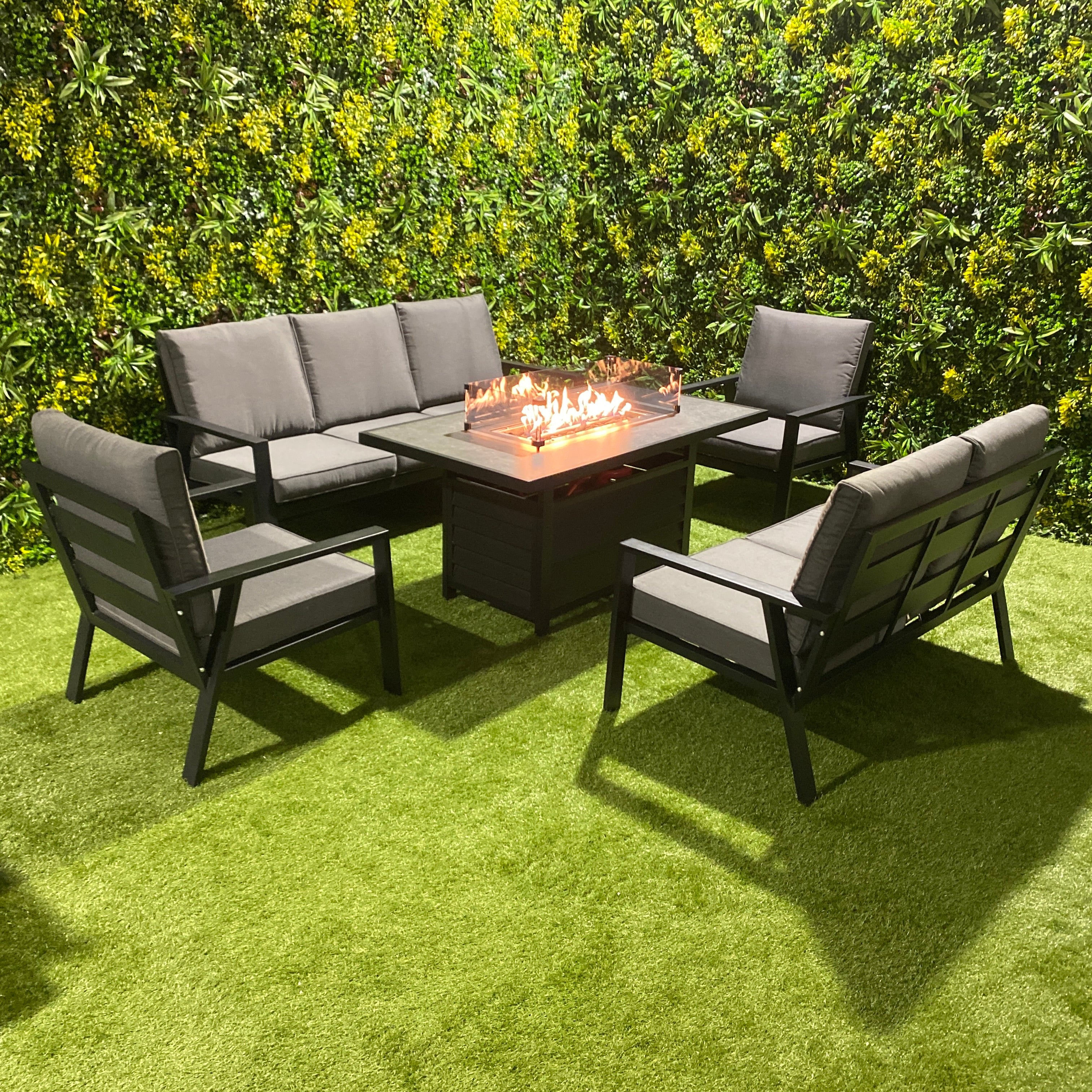 Sienna Firepit Sofa Dining Set in Grey (14930005590394)