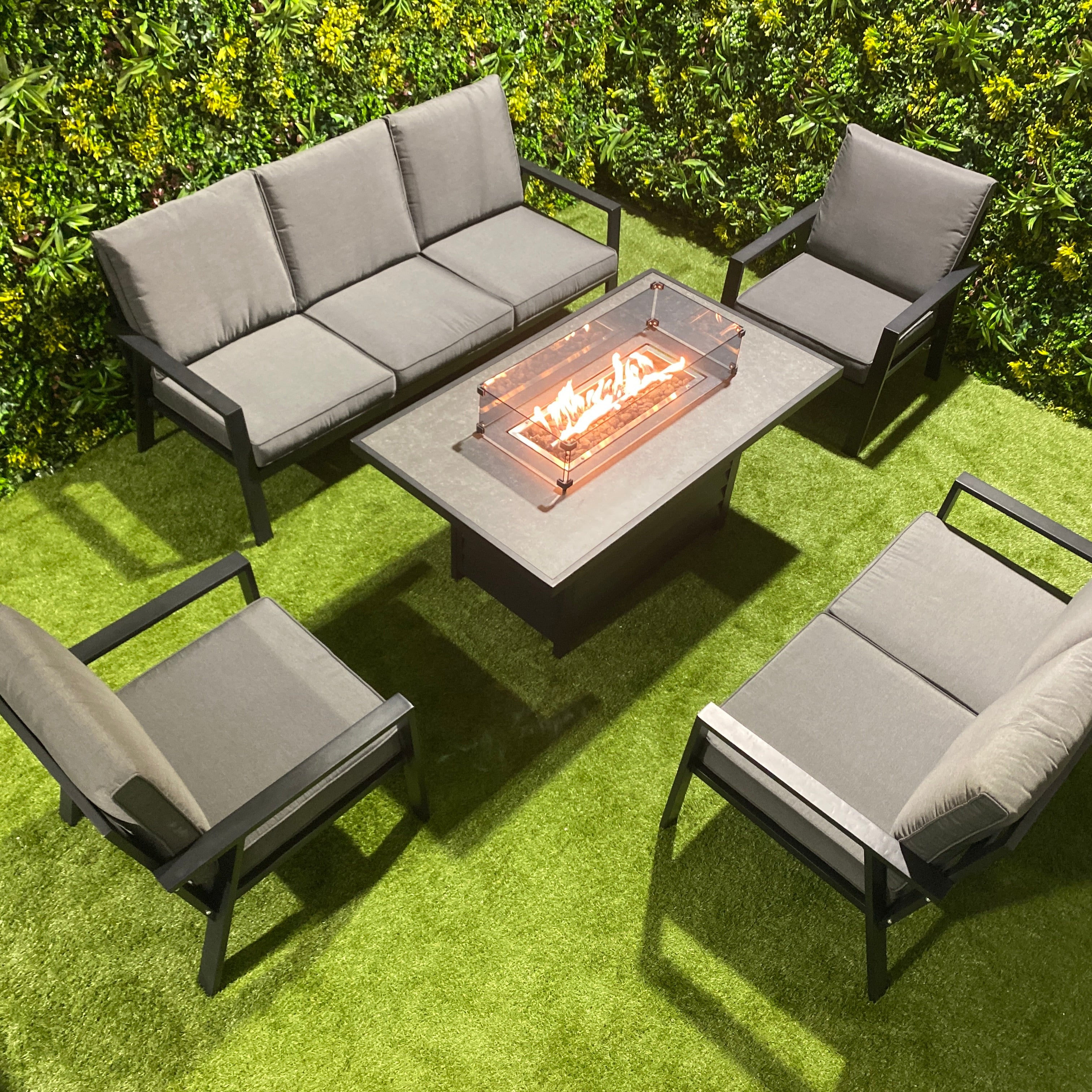 Sienna Firepit Sofa Dining Set in Grey (14930005590394)