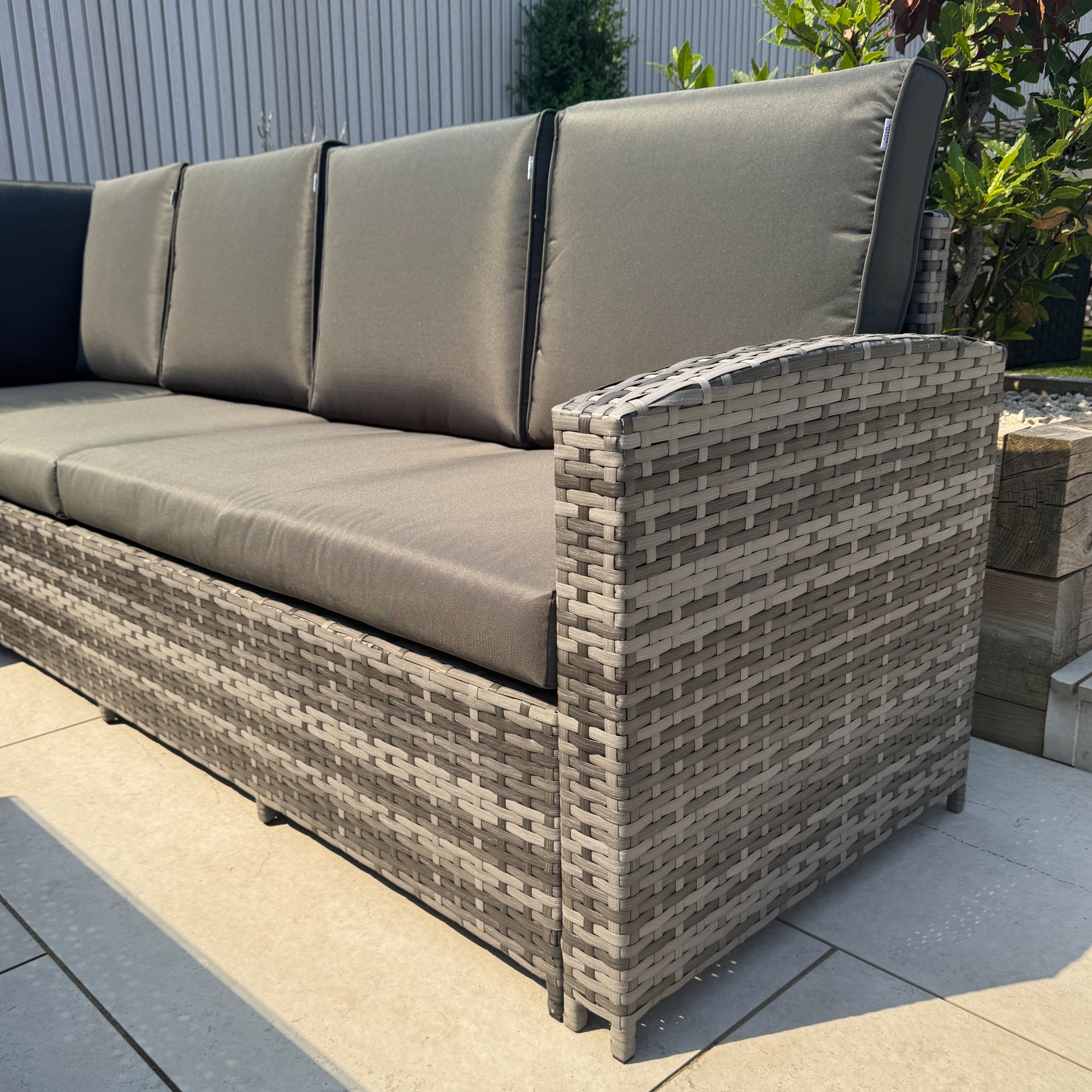 Rhodes Corner Sofa Dining Set with Rising Table in Grey - AMC Furniture