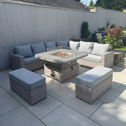 Santorini Large Equal Corner Sofa with Rising Firepit Table