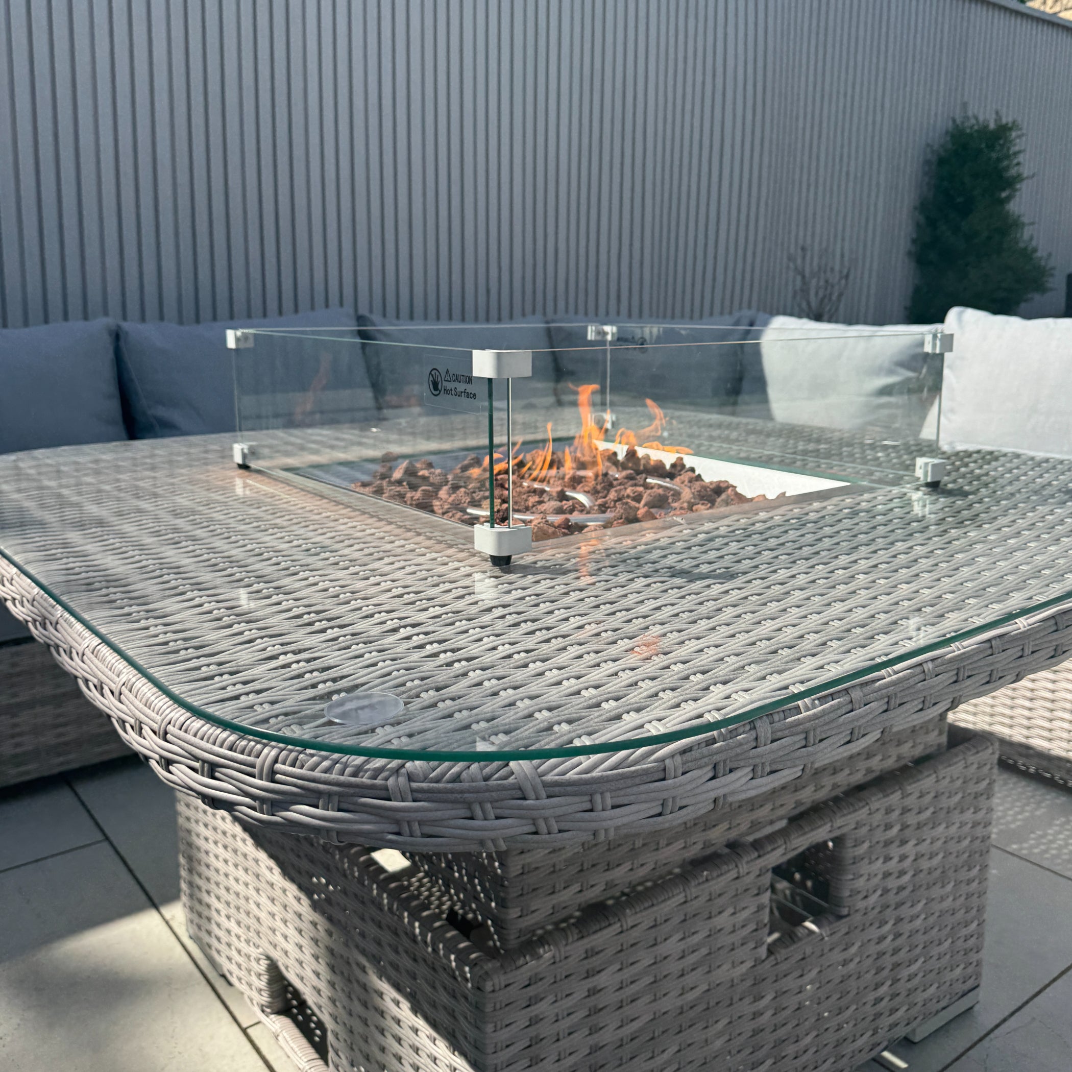 Santorini Large Equal Corner Sofa with Rising Firepit Table - AMC Furniture