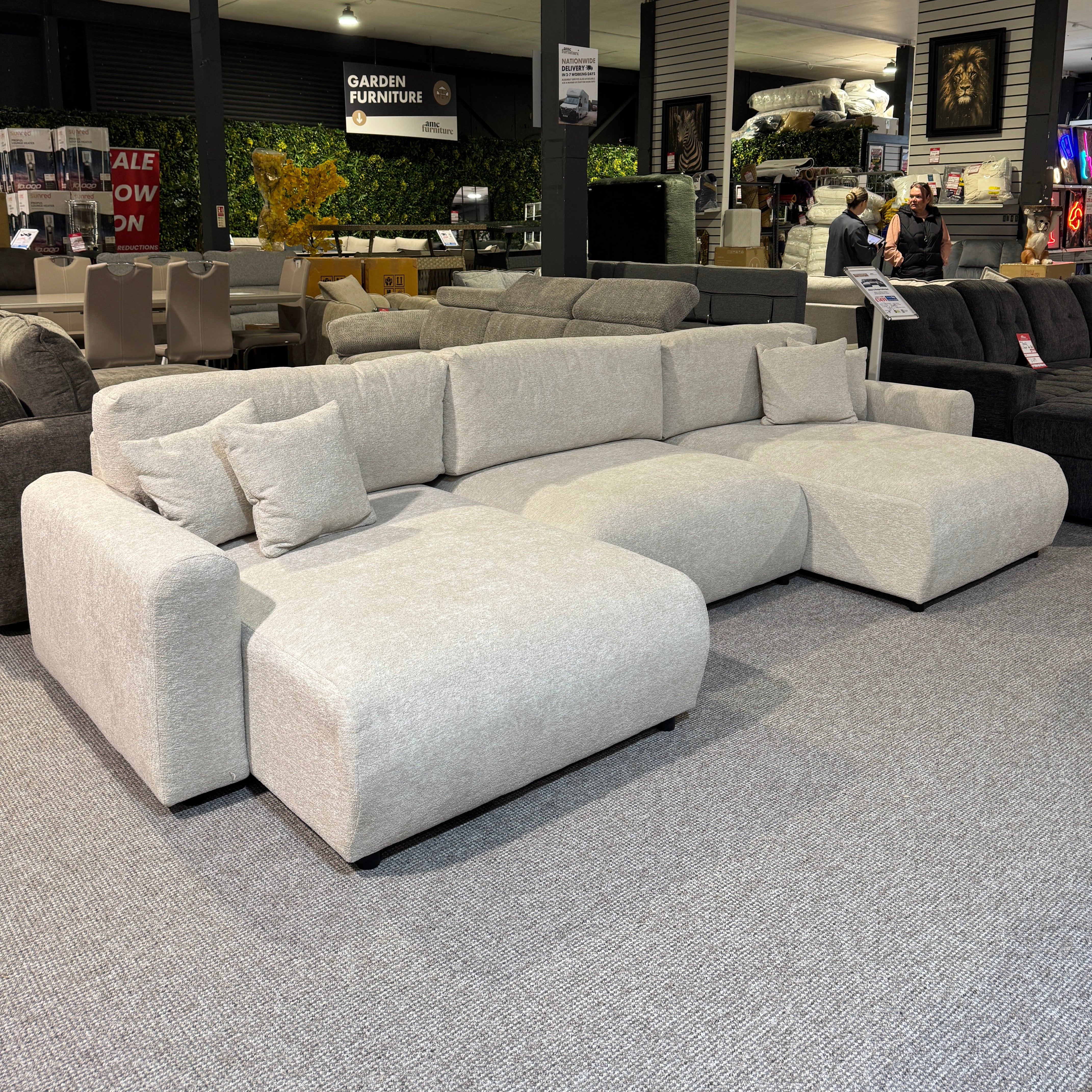 Alba U Shape Sofa Bed in Beige (Ex Display)