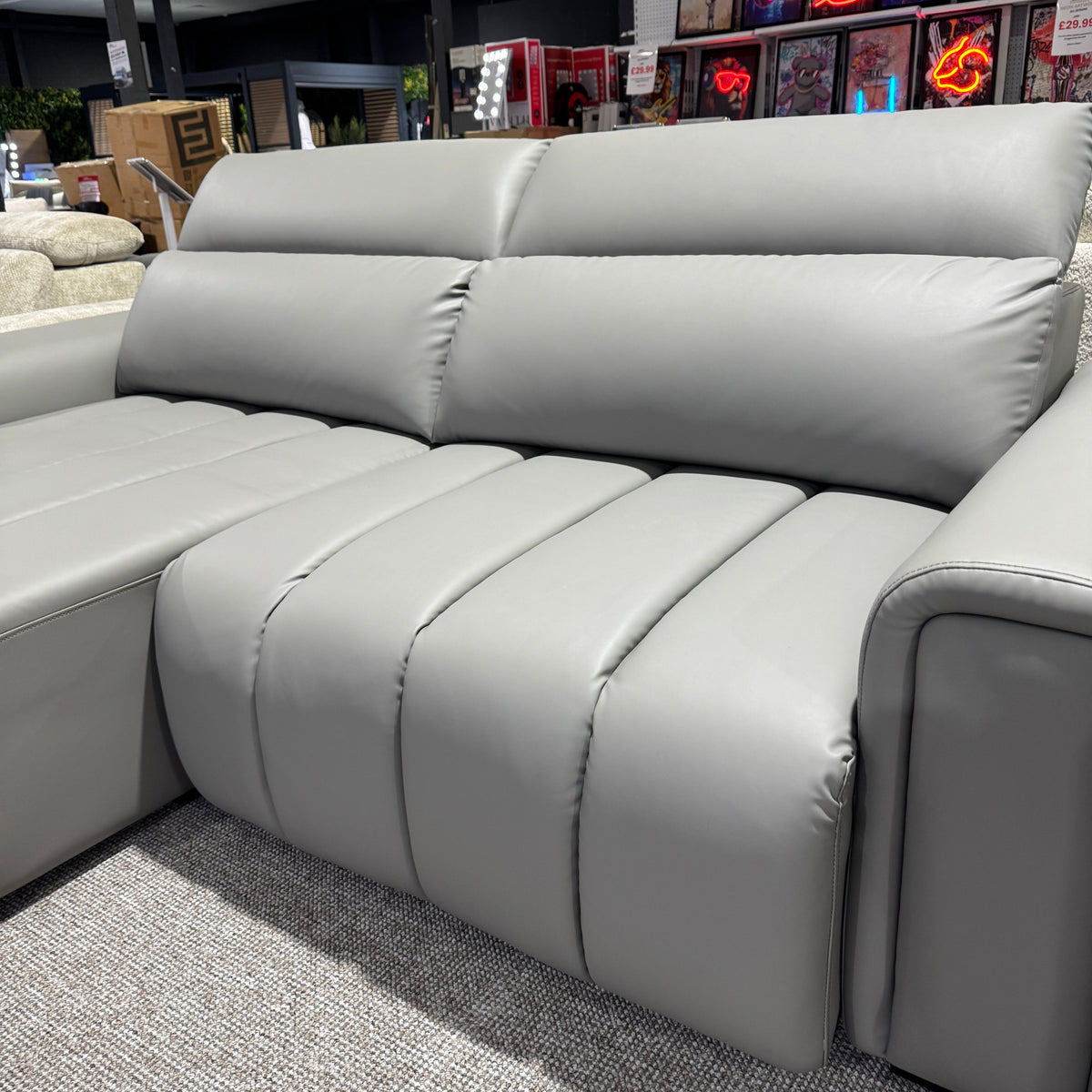 April Electric Power Slider Sofa in Grey Leather Aire B Womack