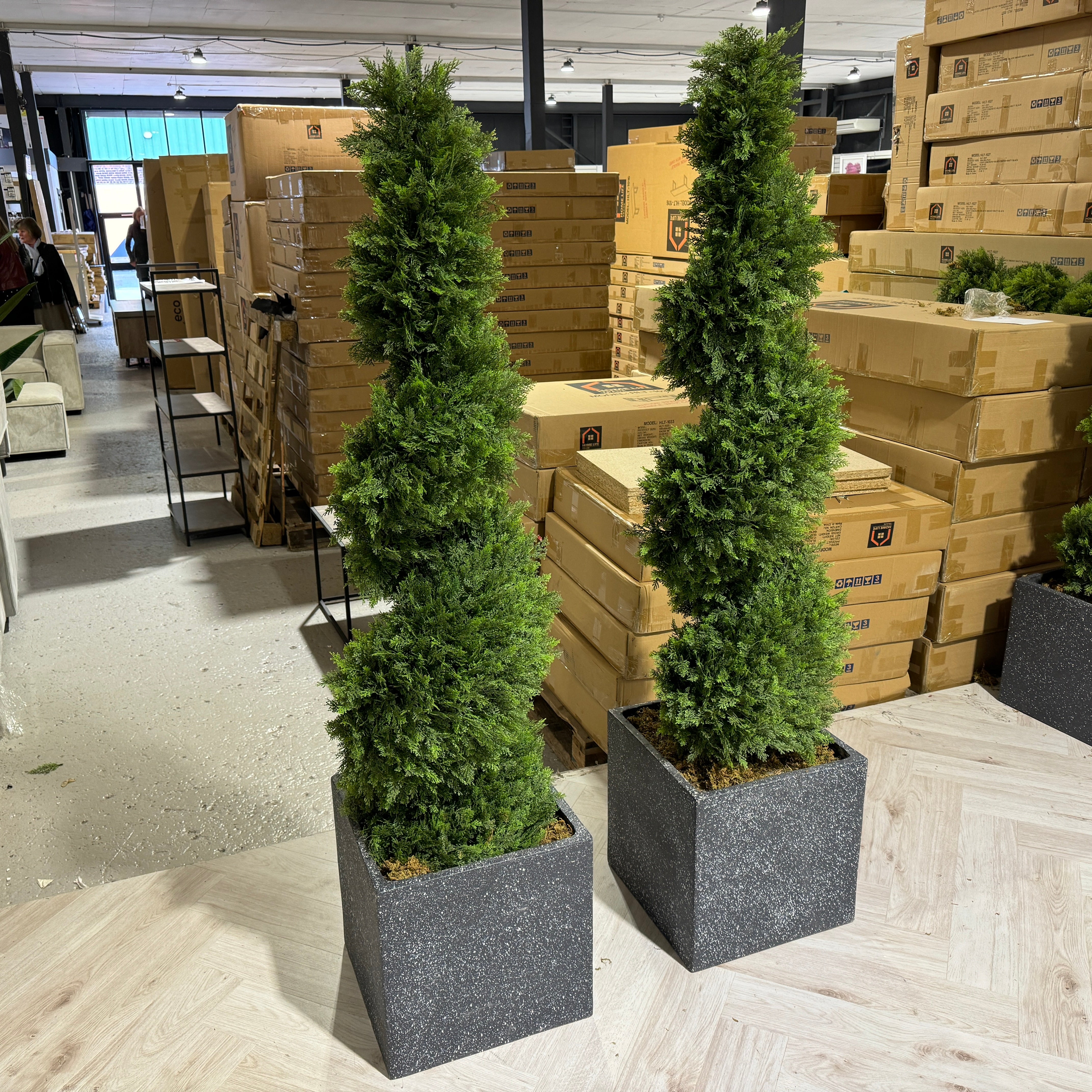 Pair of UV Resistant Artificial Spiral Topiary Trees – Weatherproof for Indoor & Outdoor Use