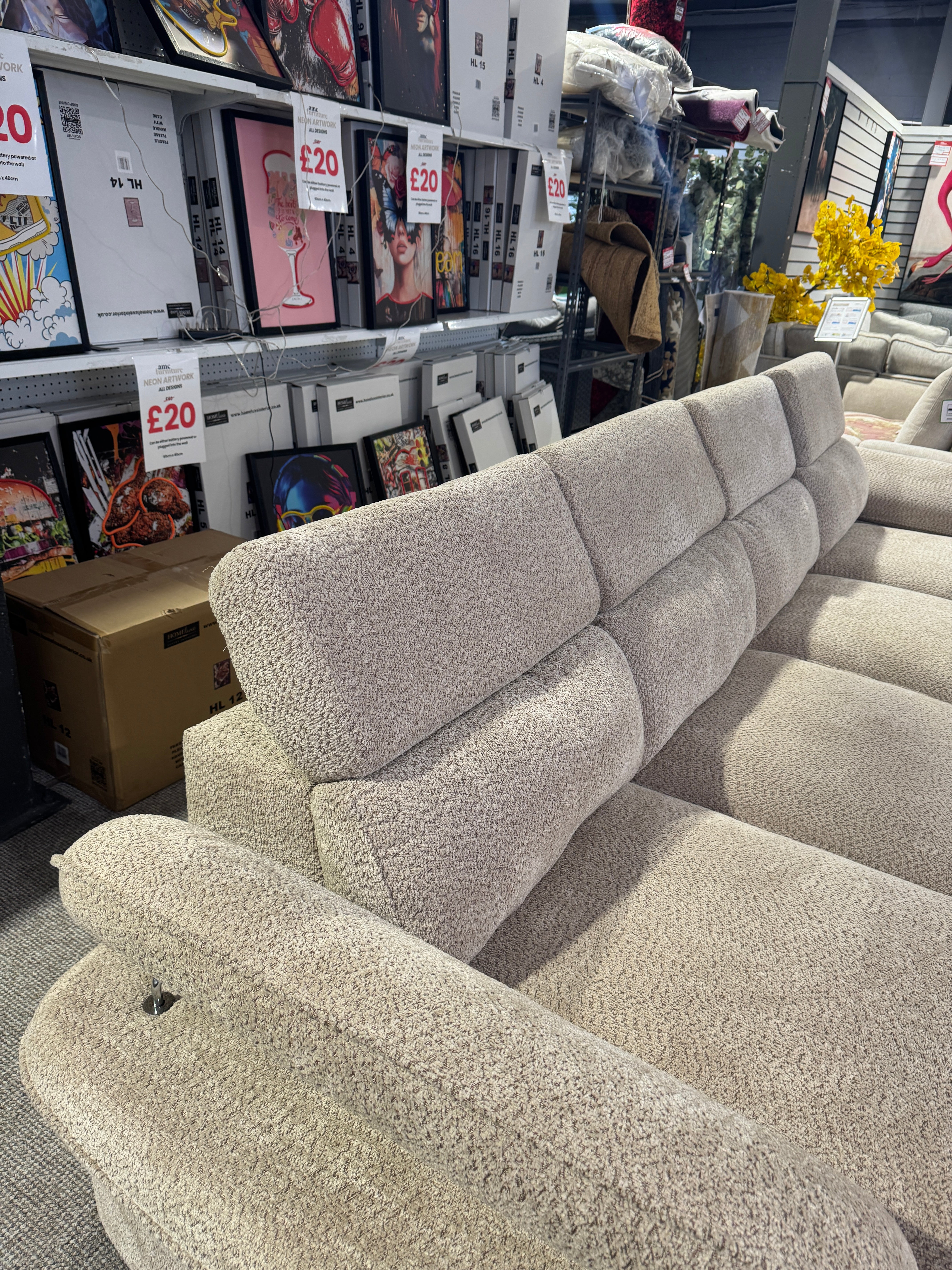 Billie U Shape Sofa Bed in Beige with Lift Up Storage (Ex display)