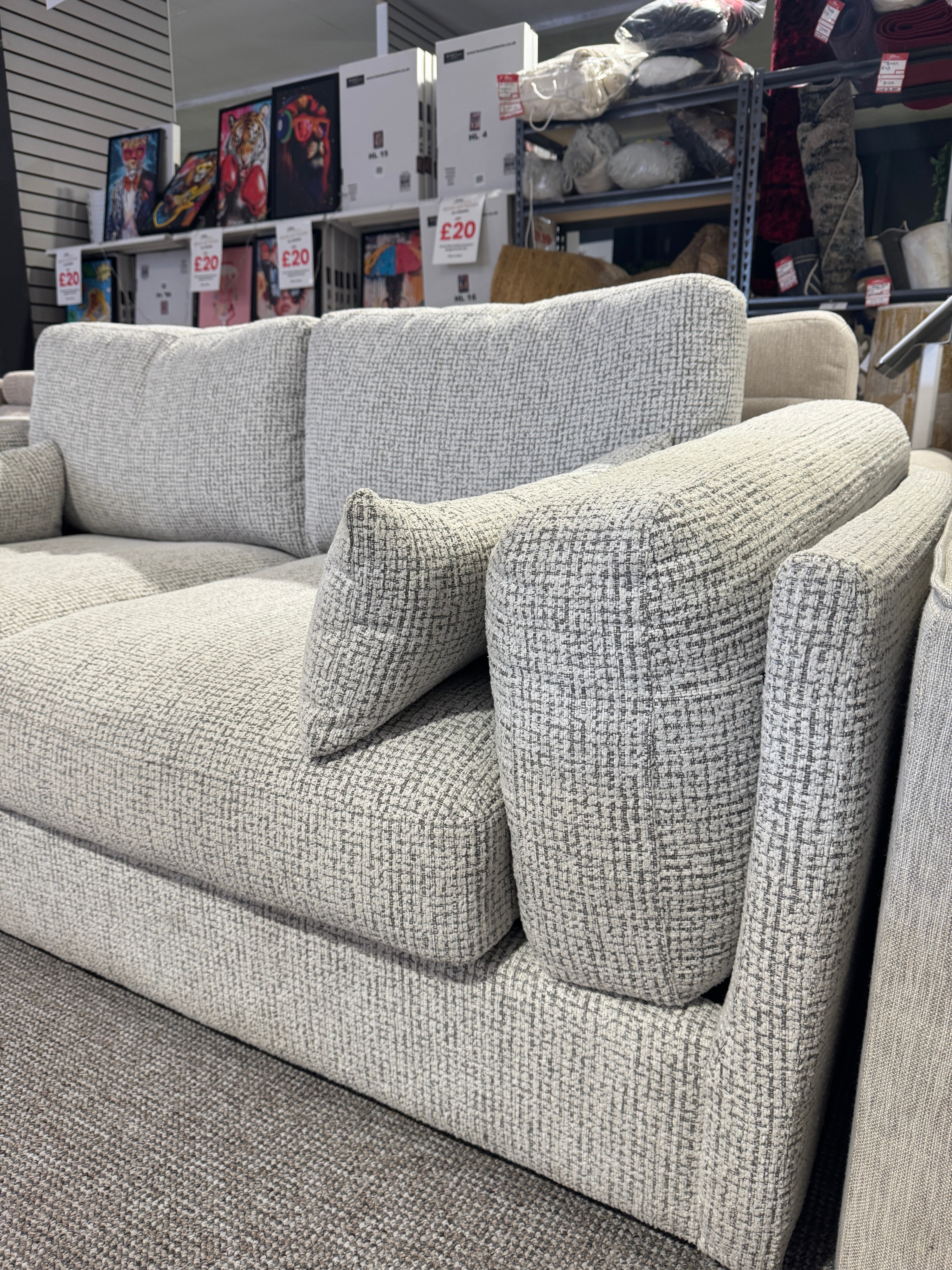 Belle 3 Seater Sofa in Grey (Ex Display)