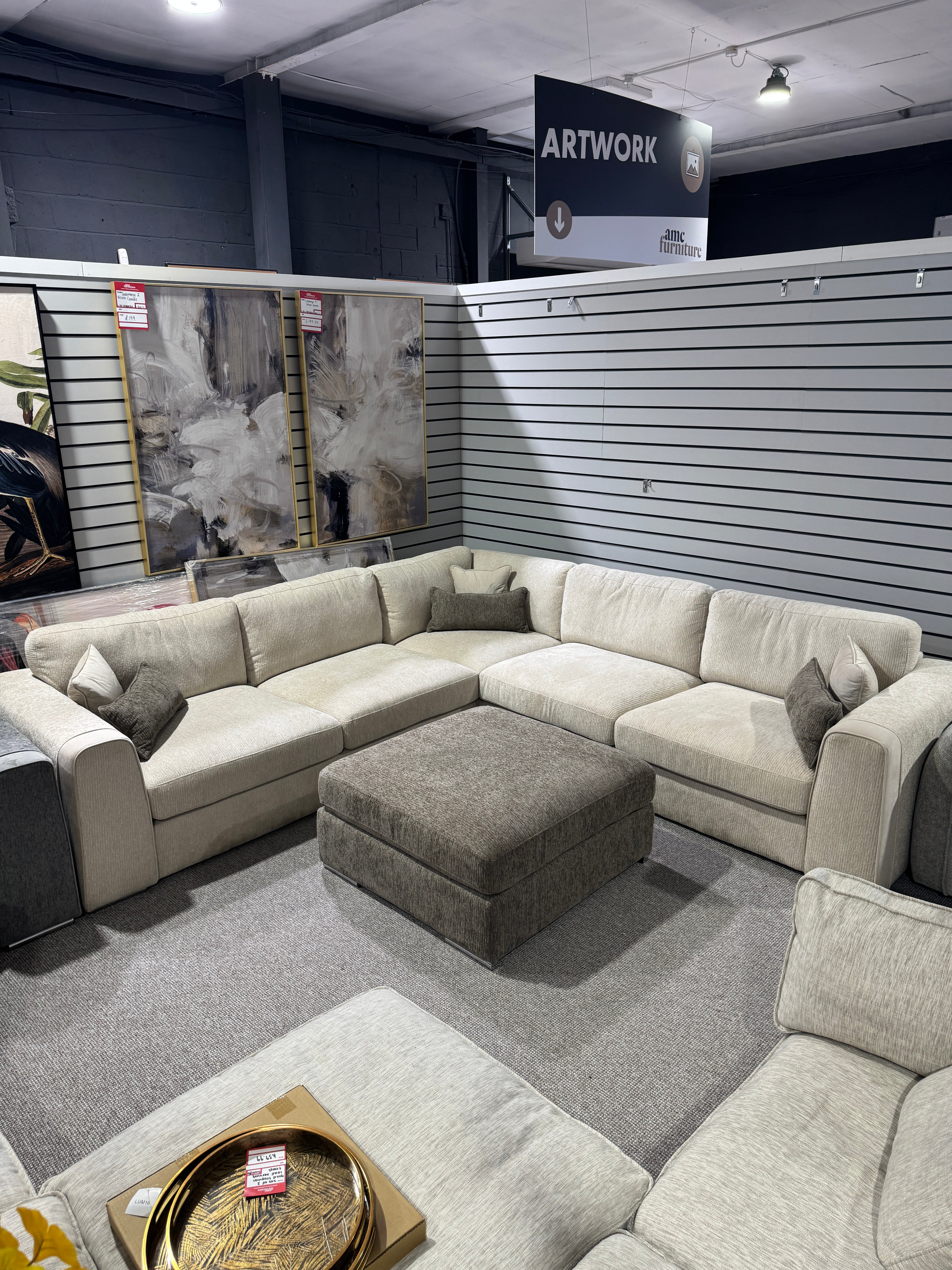 Turin Sofa Beige Large Corner (Ex Display)