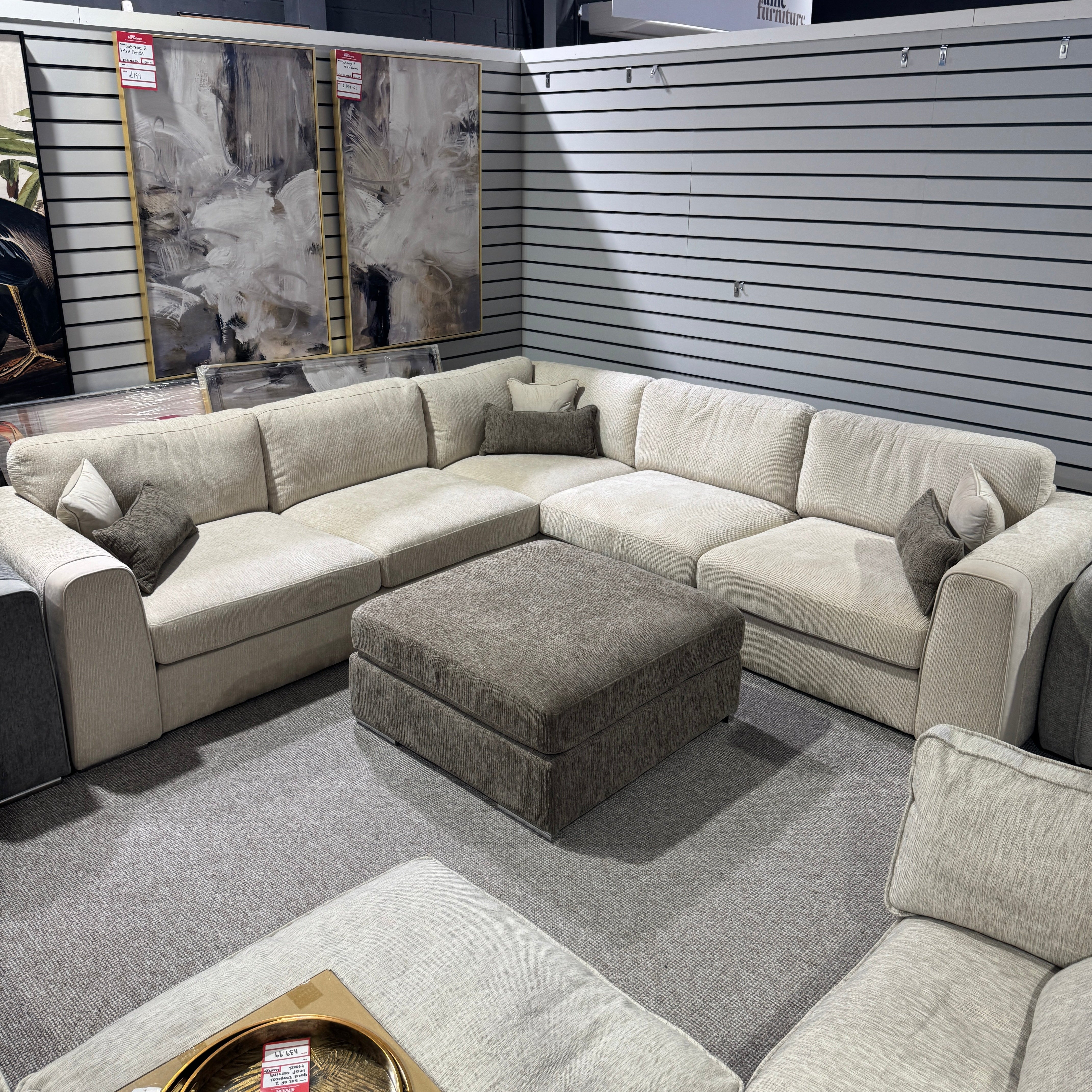 Turin Sofa Beige Large Corner (Ex Display)