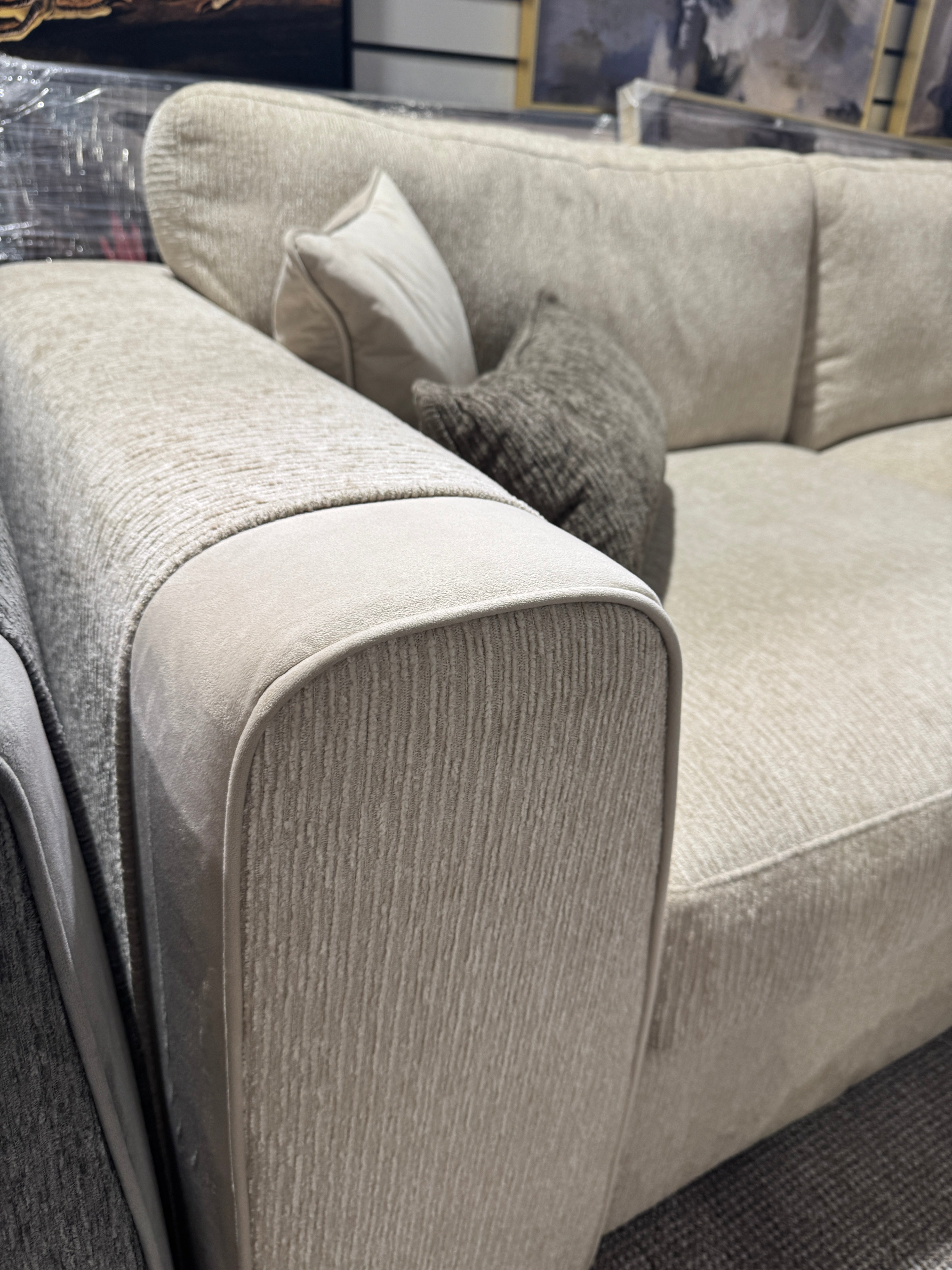 Turin Sofa Beige Large Corner (Ex Display)