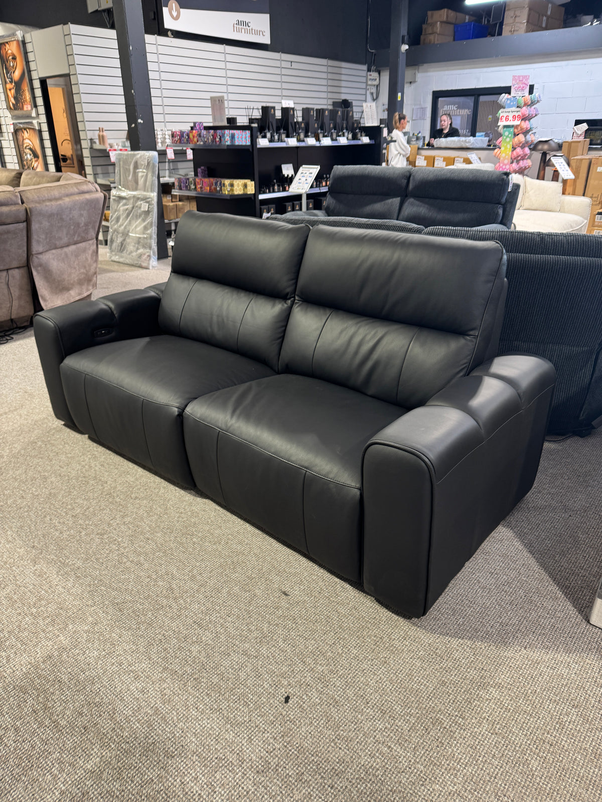 Como Leather 3 Seater Electric Reclining Sofa (Ex Display) - AMC Furniture