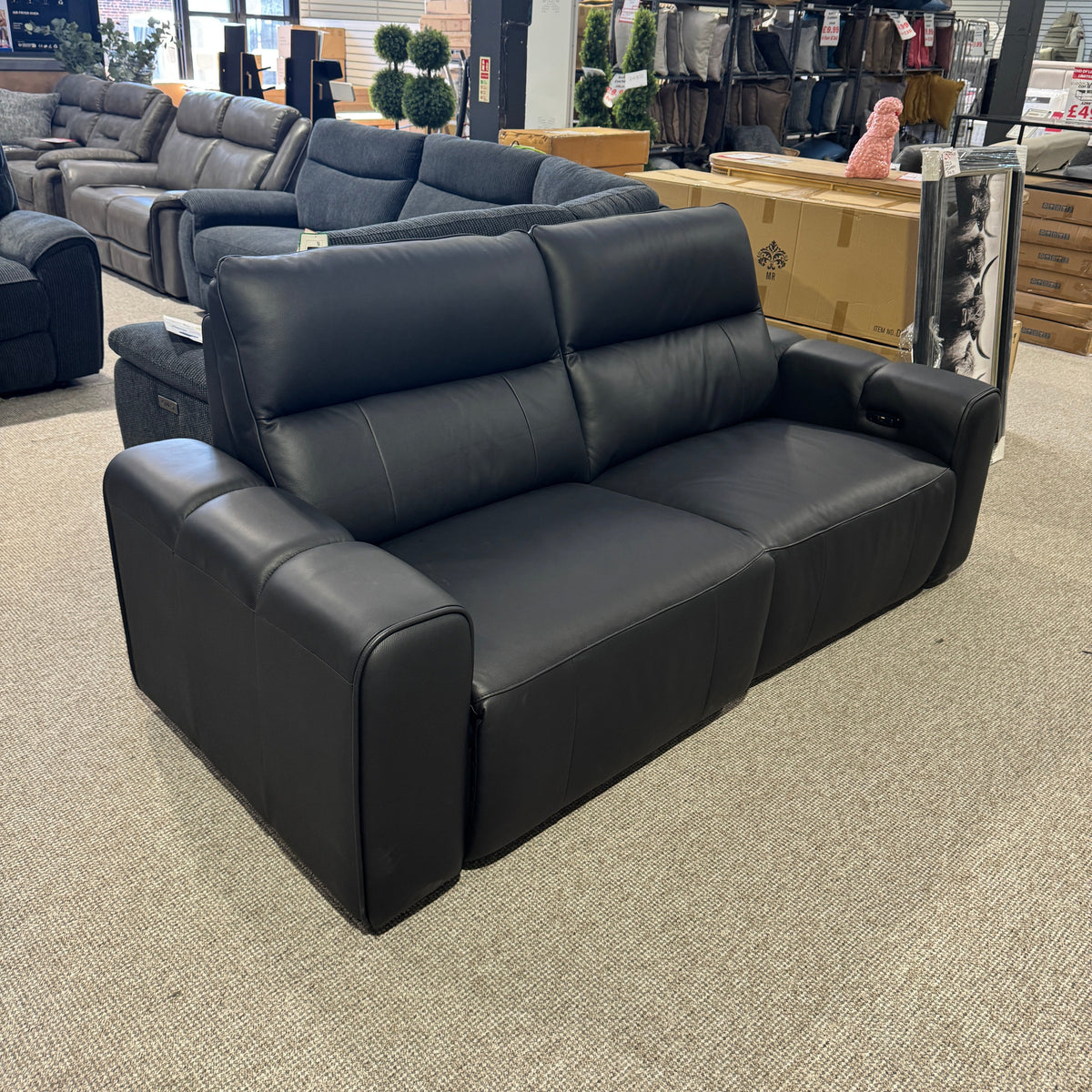 Como Leather 3 Seater Electric Reclining Sofa (Ex Display) - AMC Furniture
