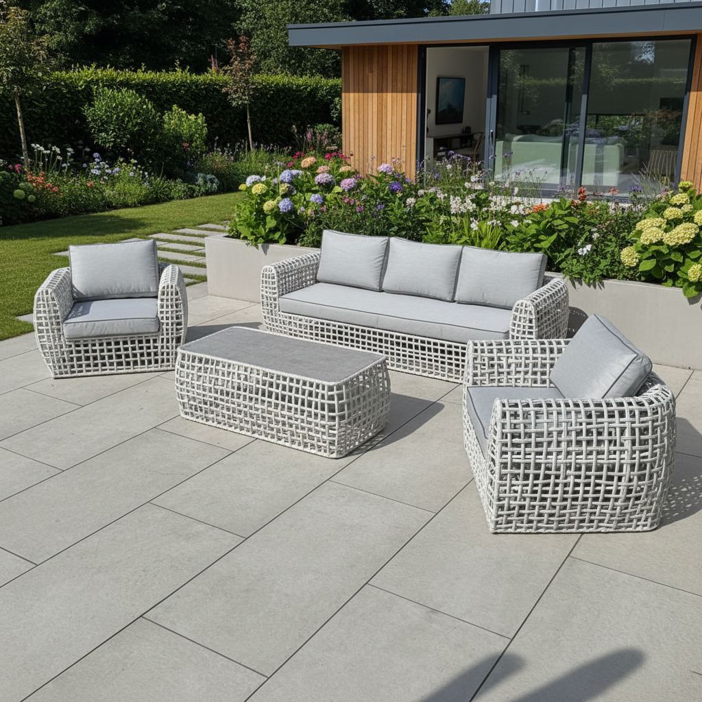 Indi 4 Piece Rattan Garden Furniture Sofa Set - Grey
