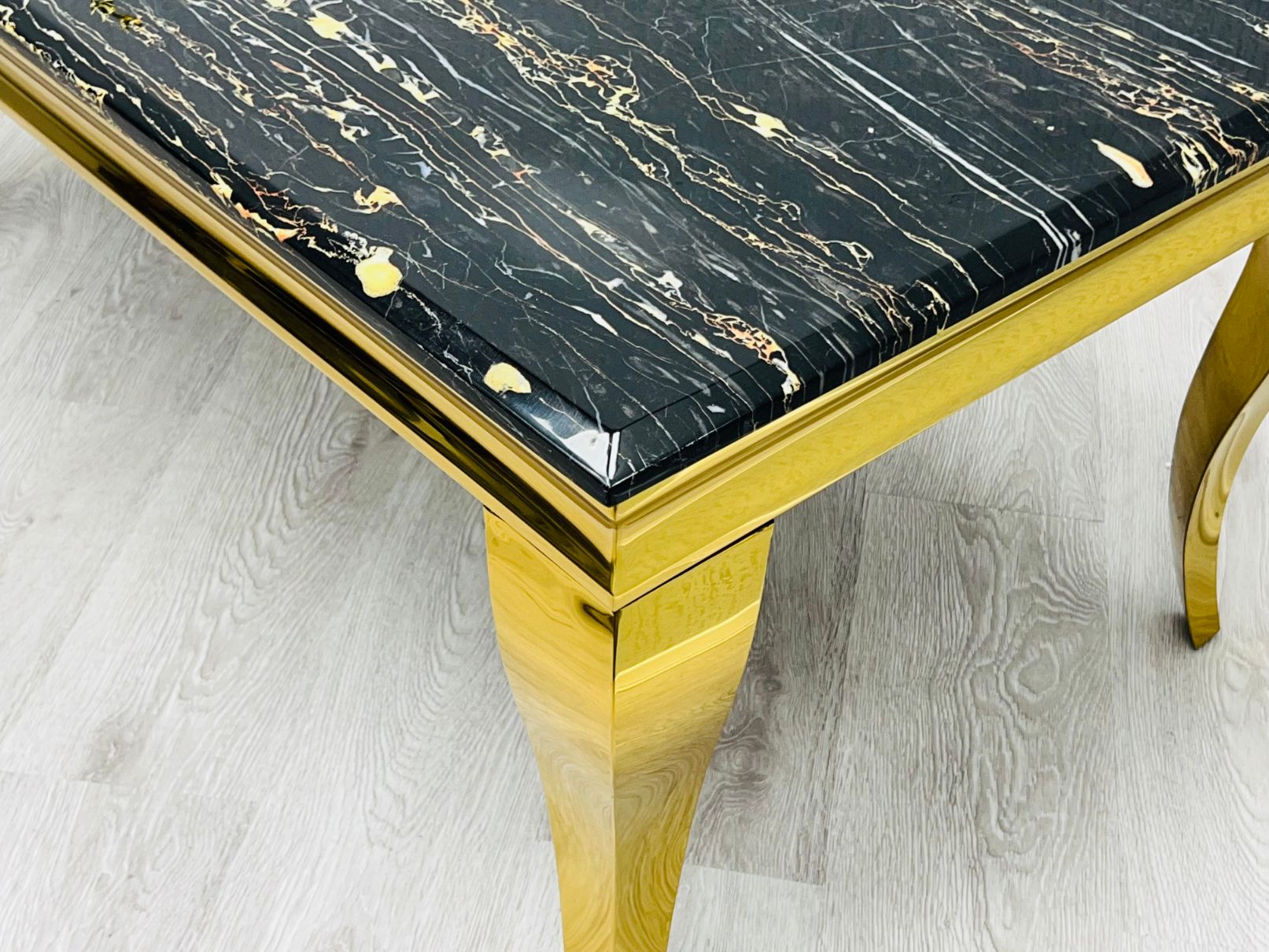 Ivy 1.2m Marble Black & Gold Coffee Table,1 (15301483659642)
