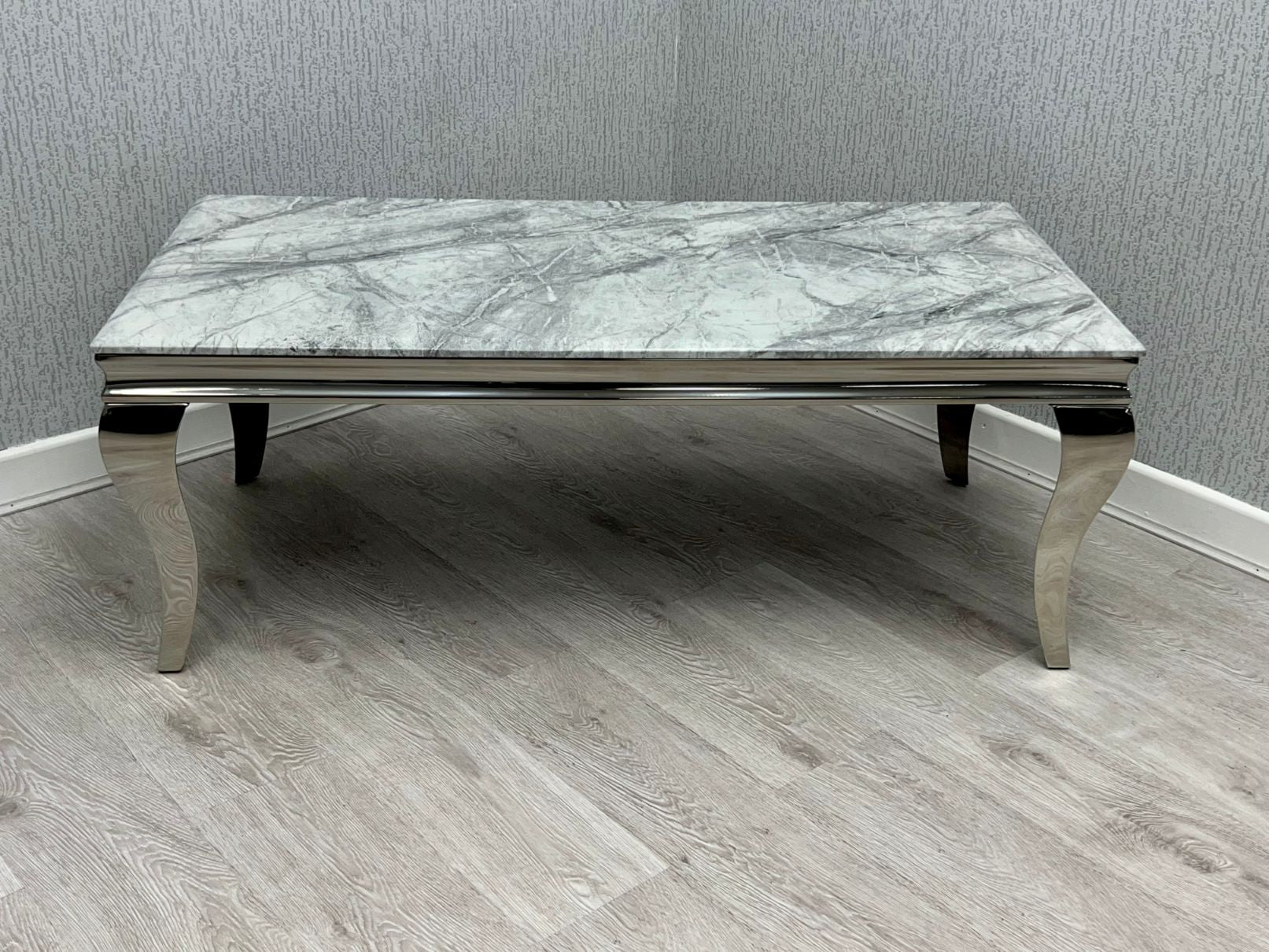 Ivy 1.2m Silver Marble Coffee Table,4 (15301497487738)