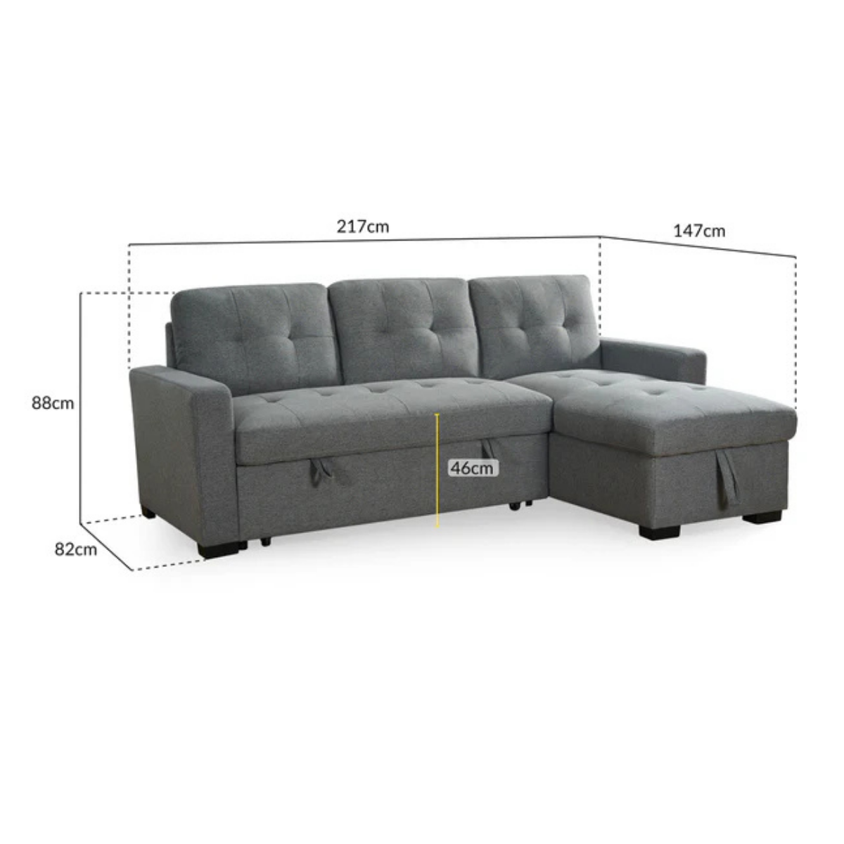 Joseph Grey Universal Corner Sofabed, front view 2 (15320507974010)
