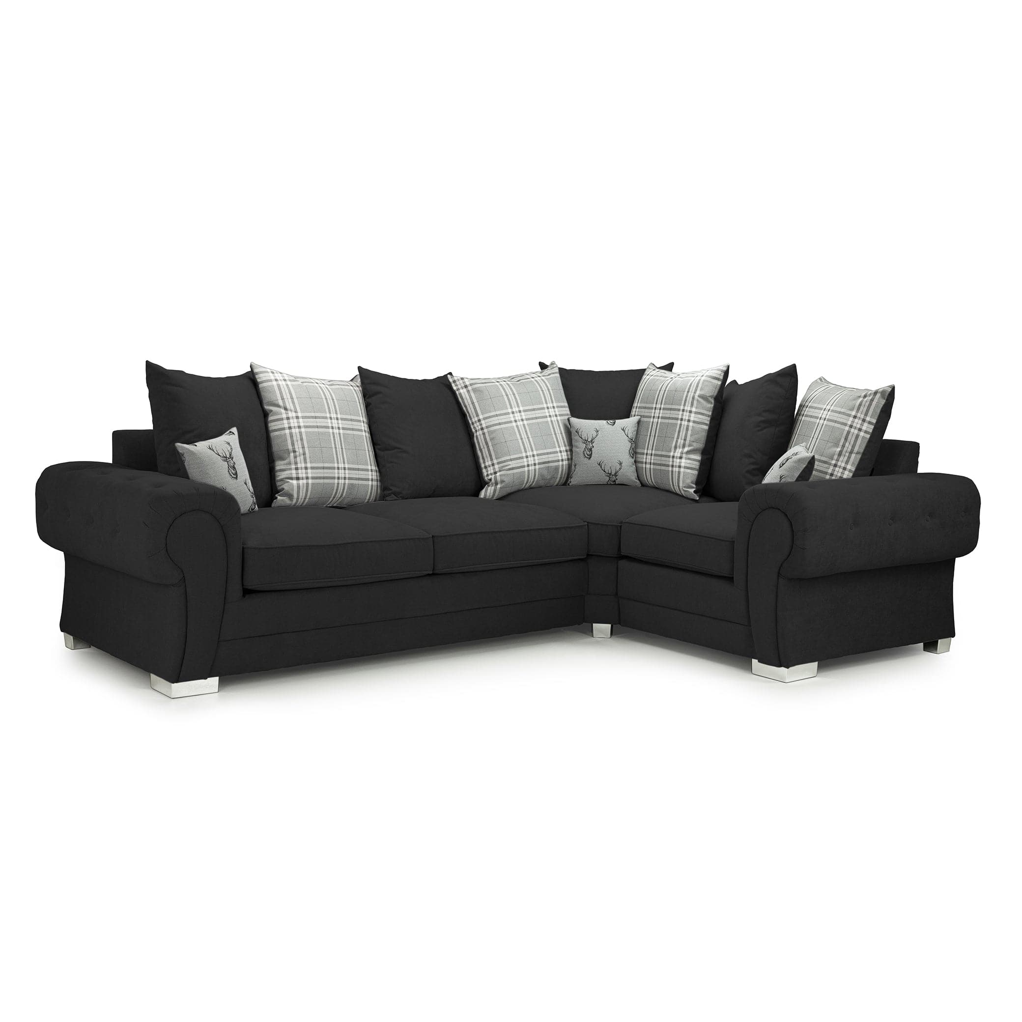 Jude Black RHF Corner Sofa - front view (7026807504960)