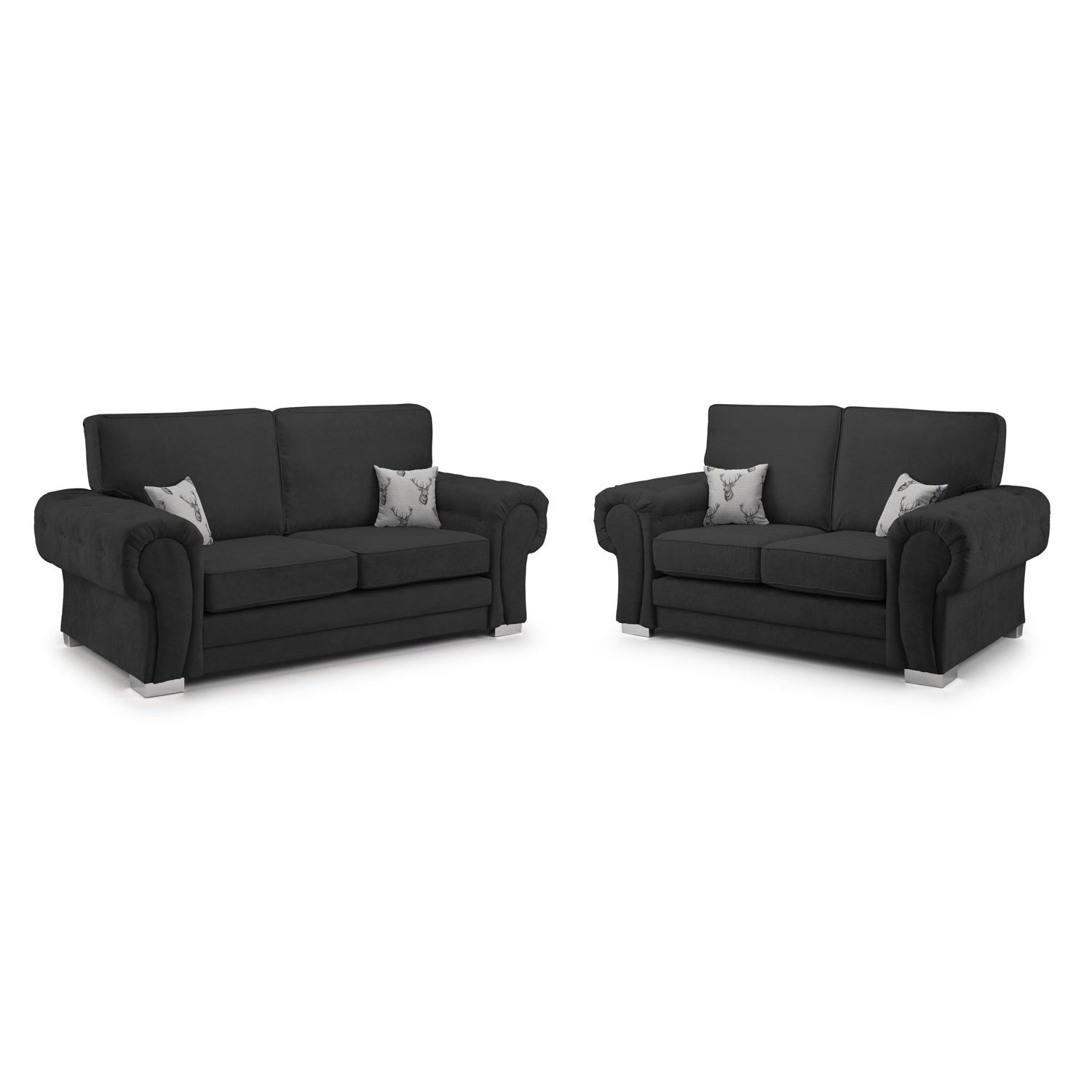 Jude Fullback Sofa Black Three Plus Two Set - front view (7026785747008)