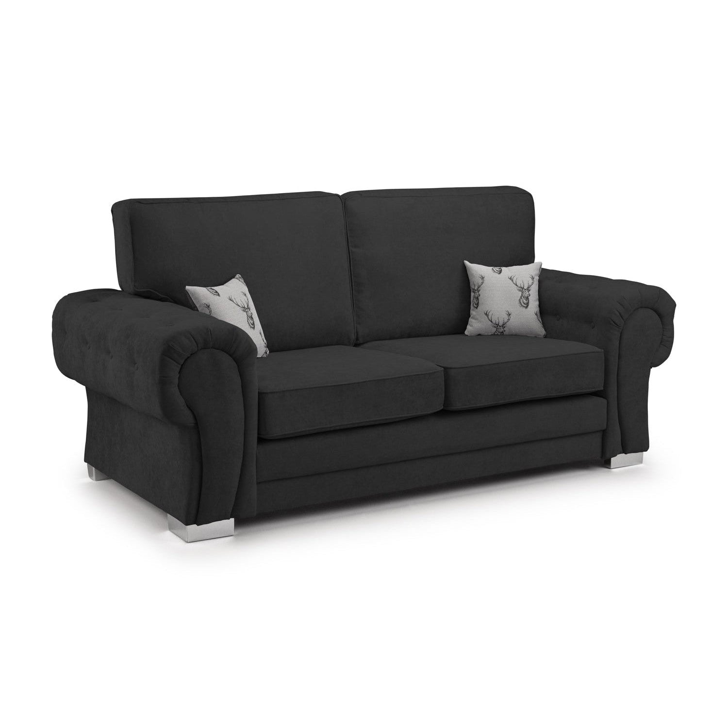 Jude Fullback Sofa Black Three Seater - front view (7026785943616)