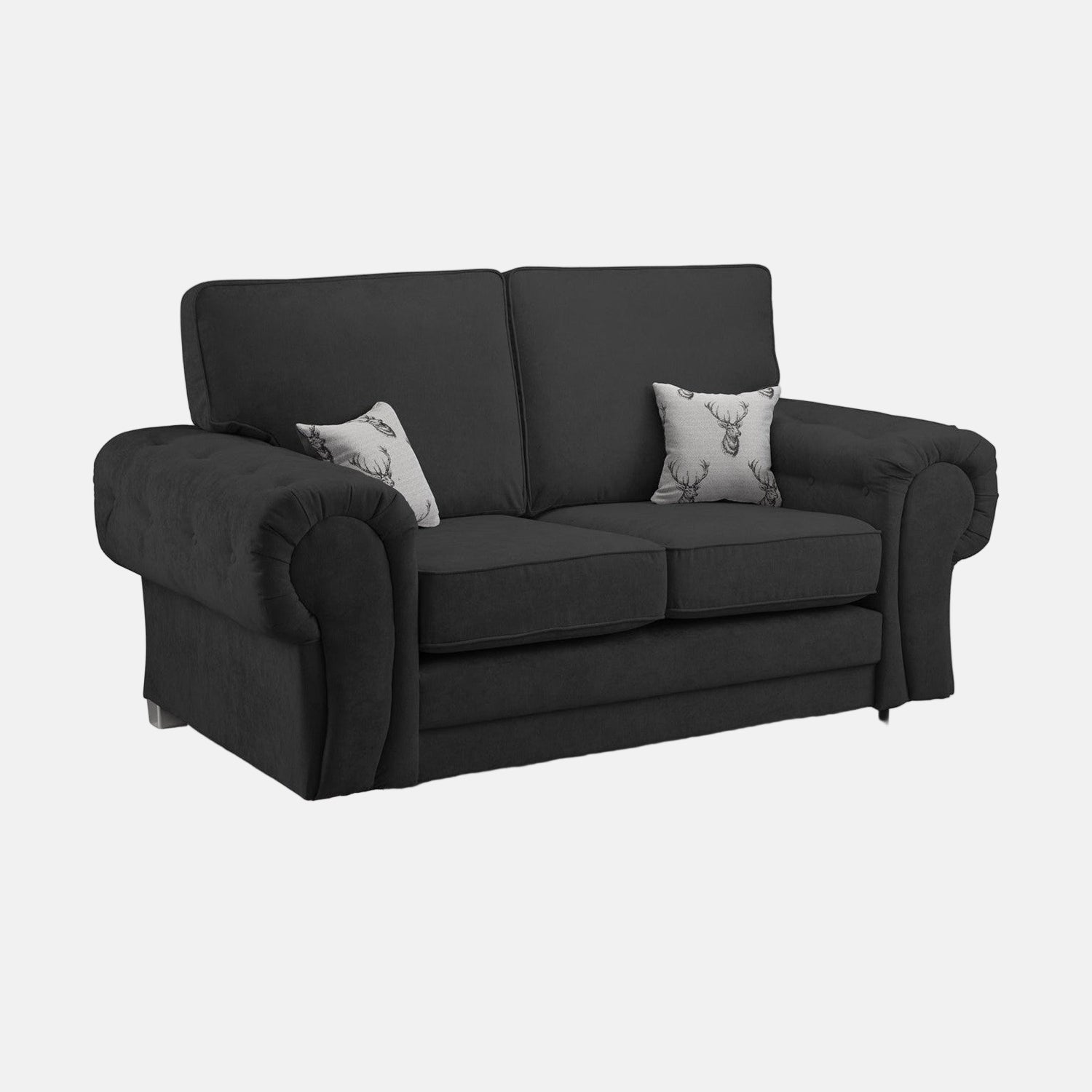 Jude Fullback Sofa Black Two Seater - front view (7026786172992)