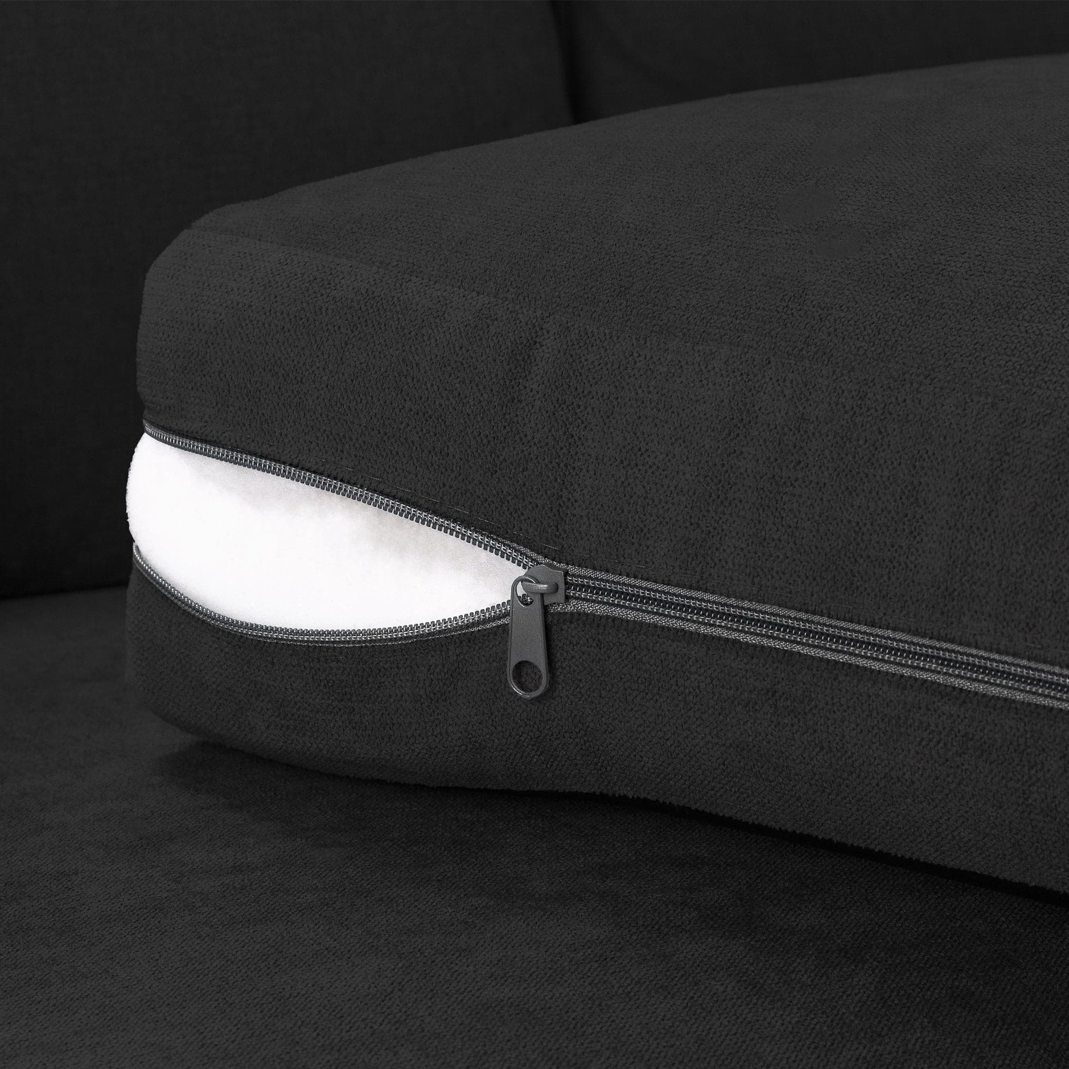 Jude LH Corner Sofabed Black - foam view (7026811404352)