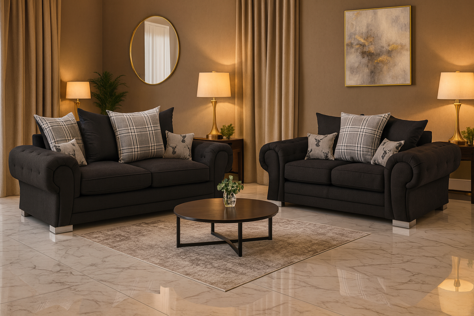 Jude Scatterback Sofa Black 3+2 Set (7026807636032)