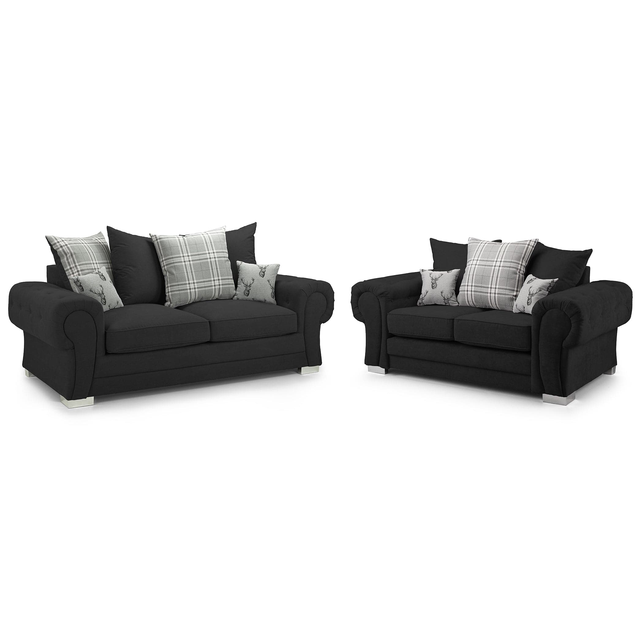Jude Scatterback Sofa Black Three Plus Two Set - front view (7026807636032)
