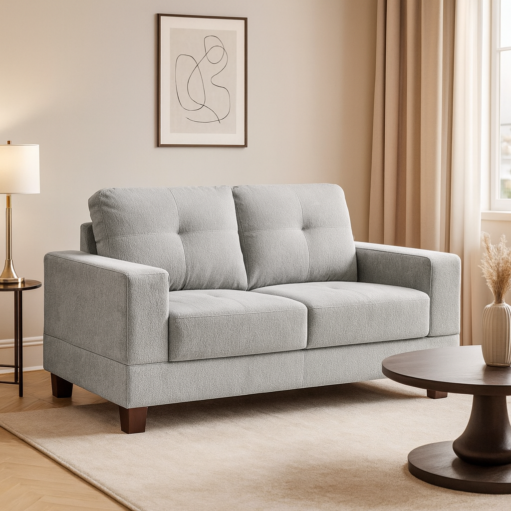 Kew 2 Seater Sofa in Grey Fabric (7023873687616)